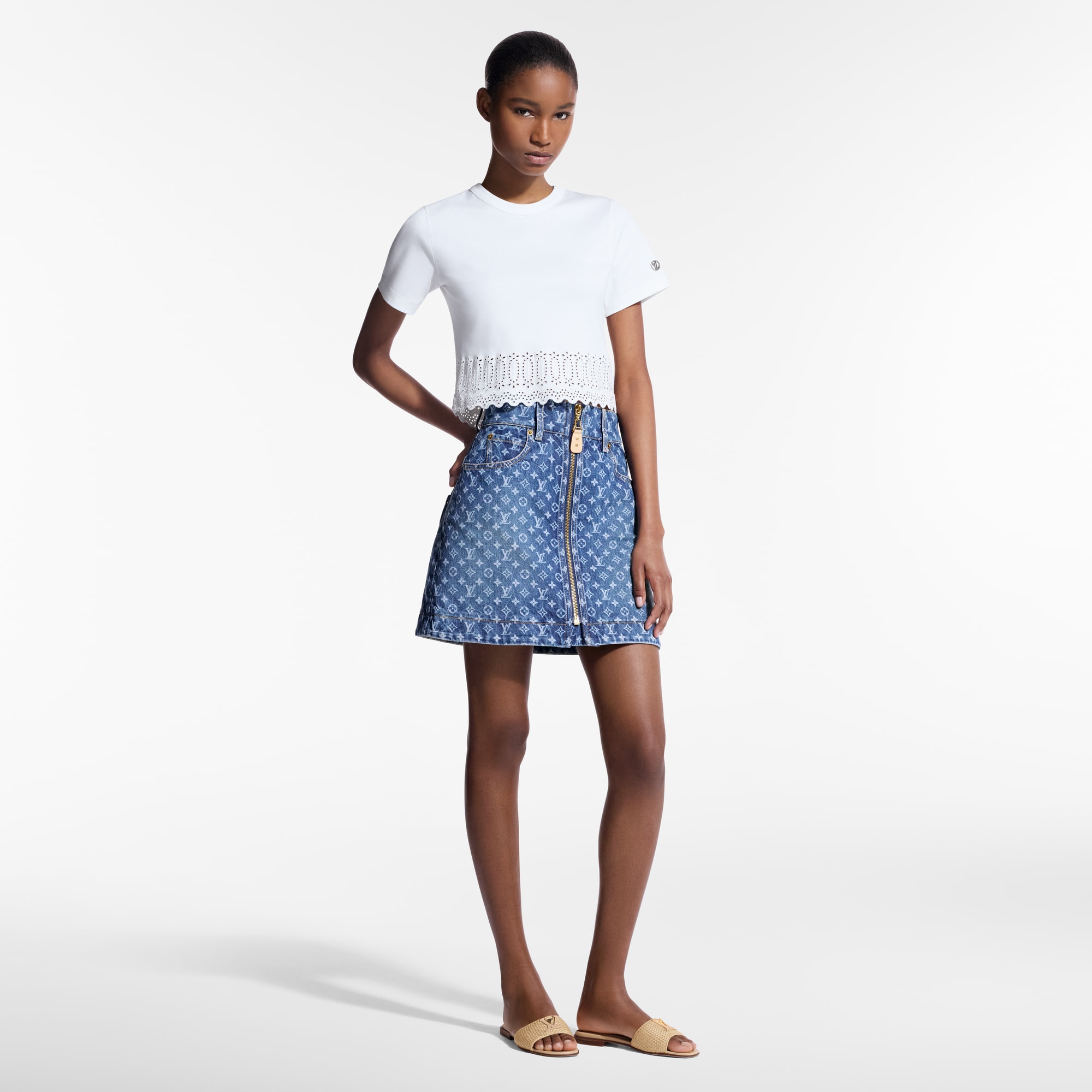 Broderie Trim Crop Top   in Women