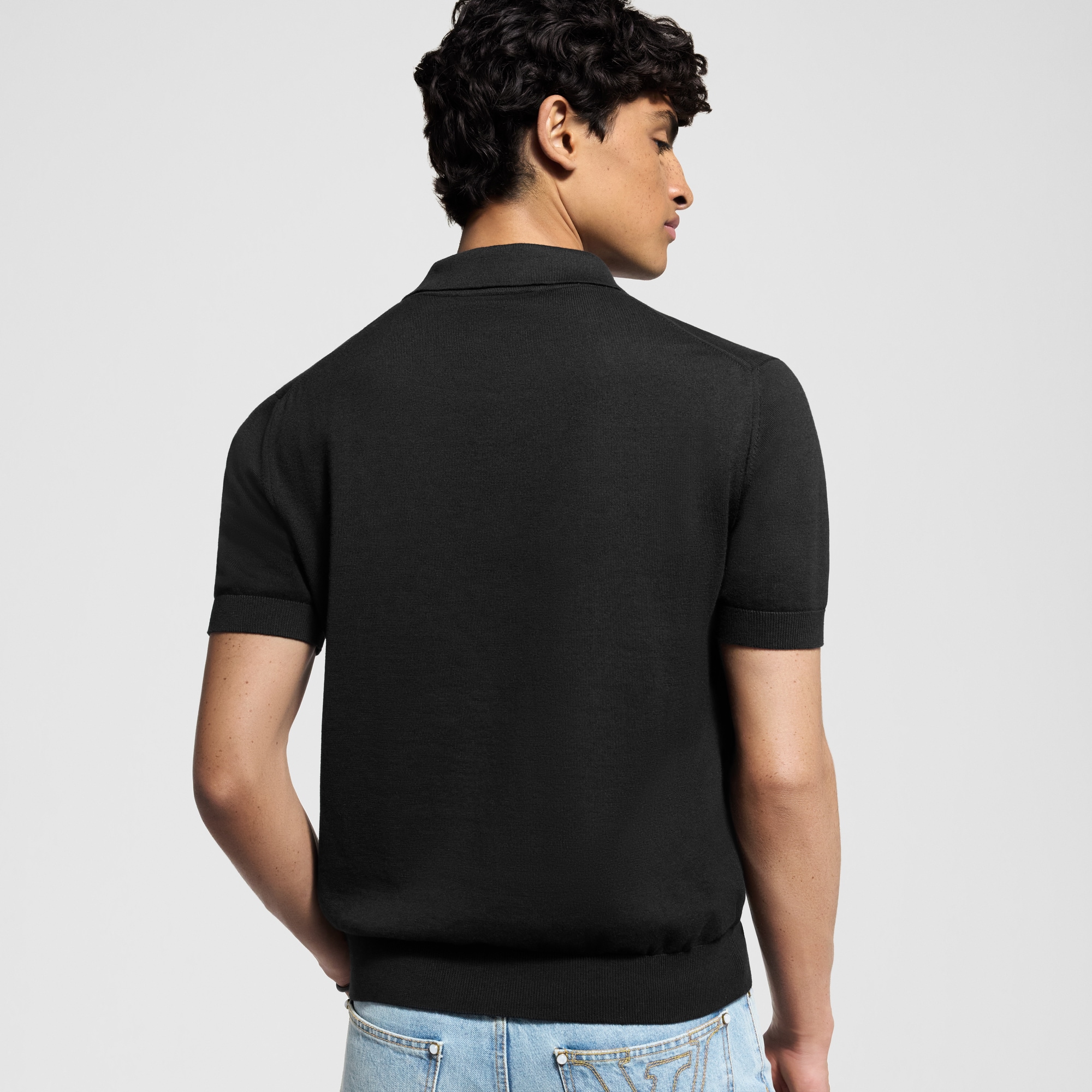 قميص بولو قصير الأكمام من الكشمير والقطن  in الرجال