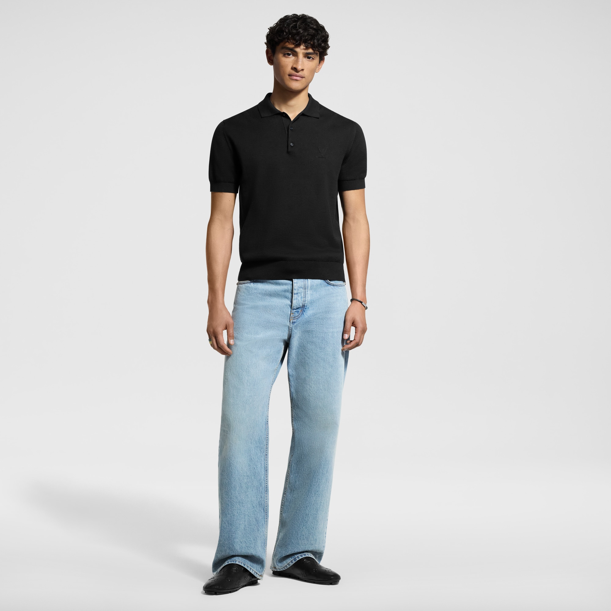 قميص بولو قصير الأكمام من الكشمير والقطن  in الرجال