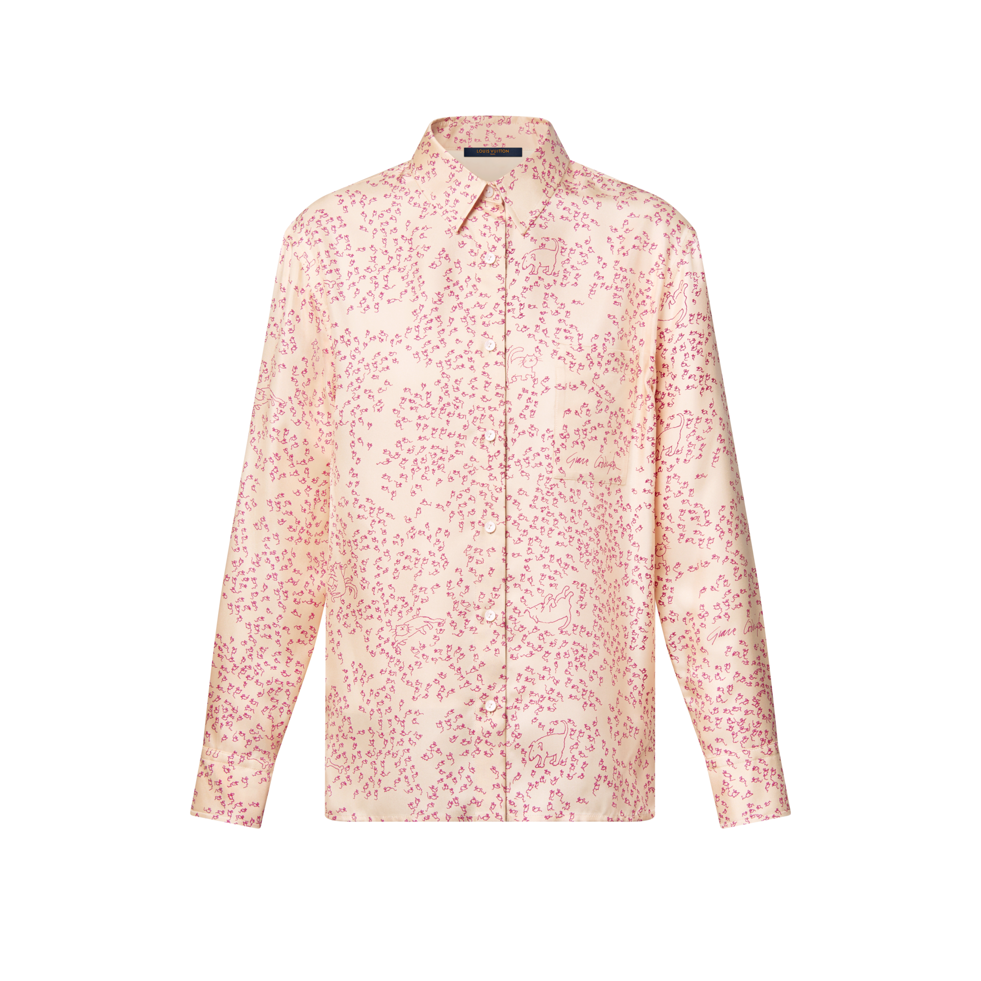 قميص من الحرير بنقشة قطط وفئران  in النساء