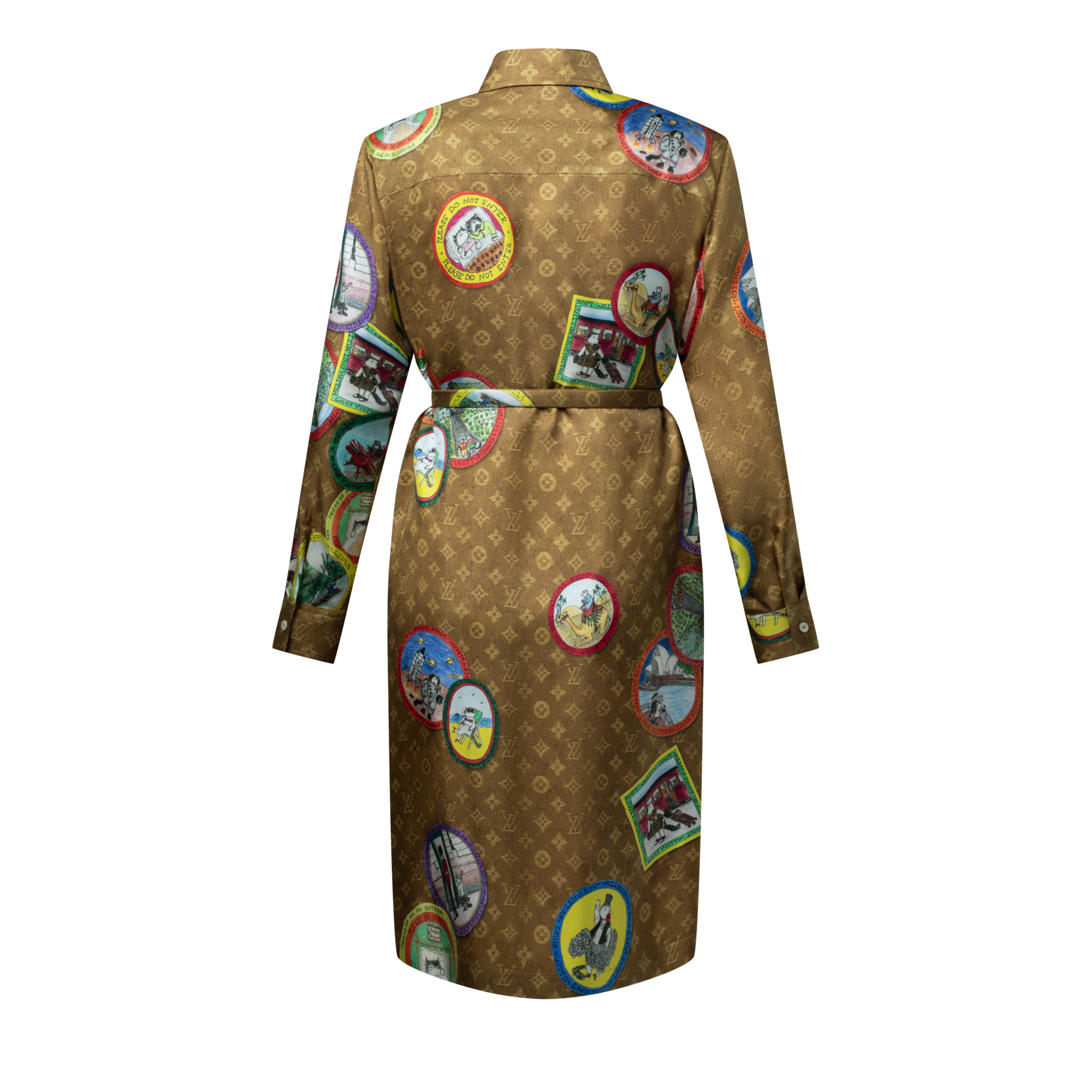 فستان بقصّة قميص مزين بأختام لرسومات قطط  in النساء