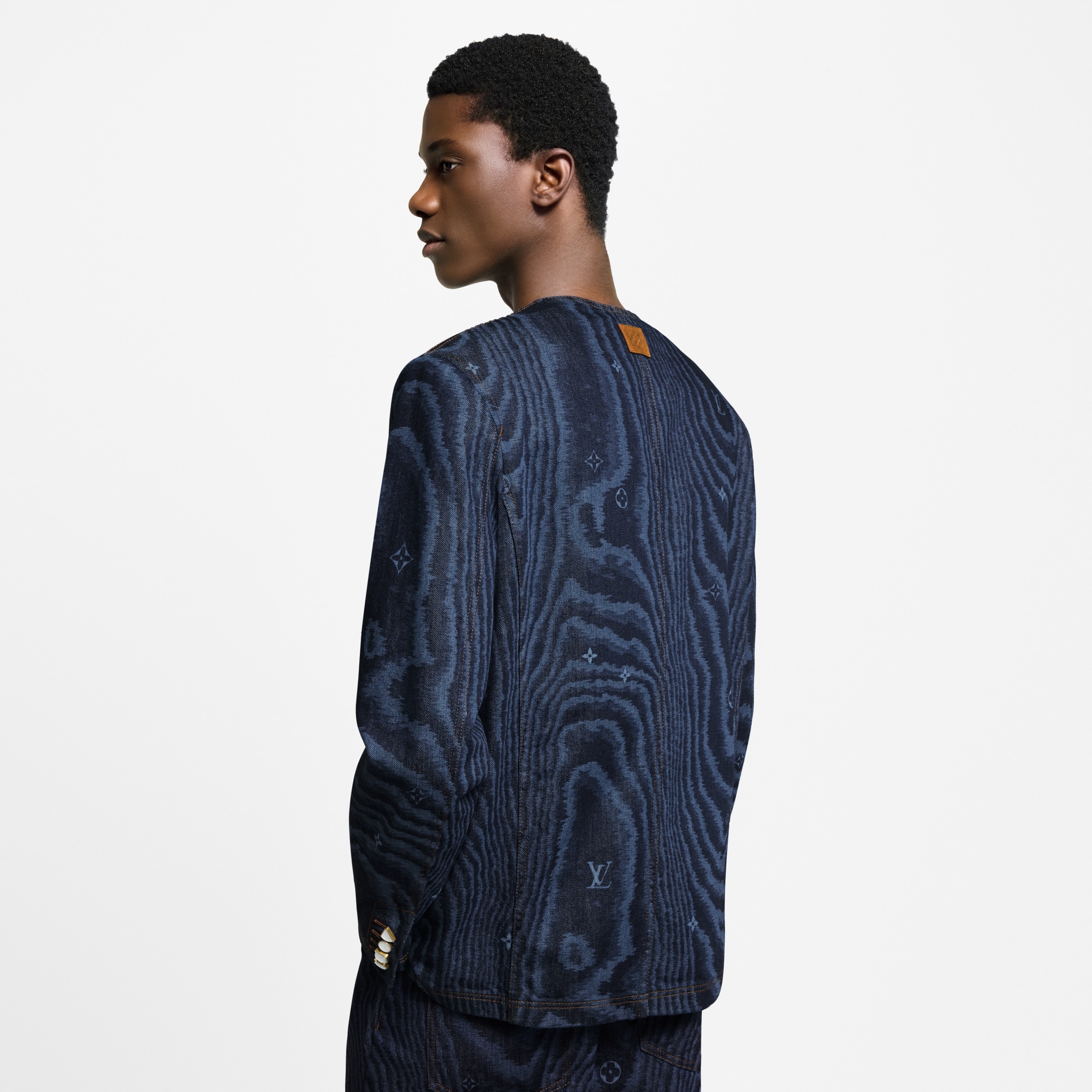 جاكيت أنيق من الدنيم بدون ياقة  in الرجال