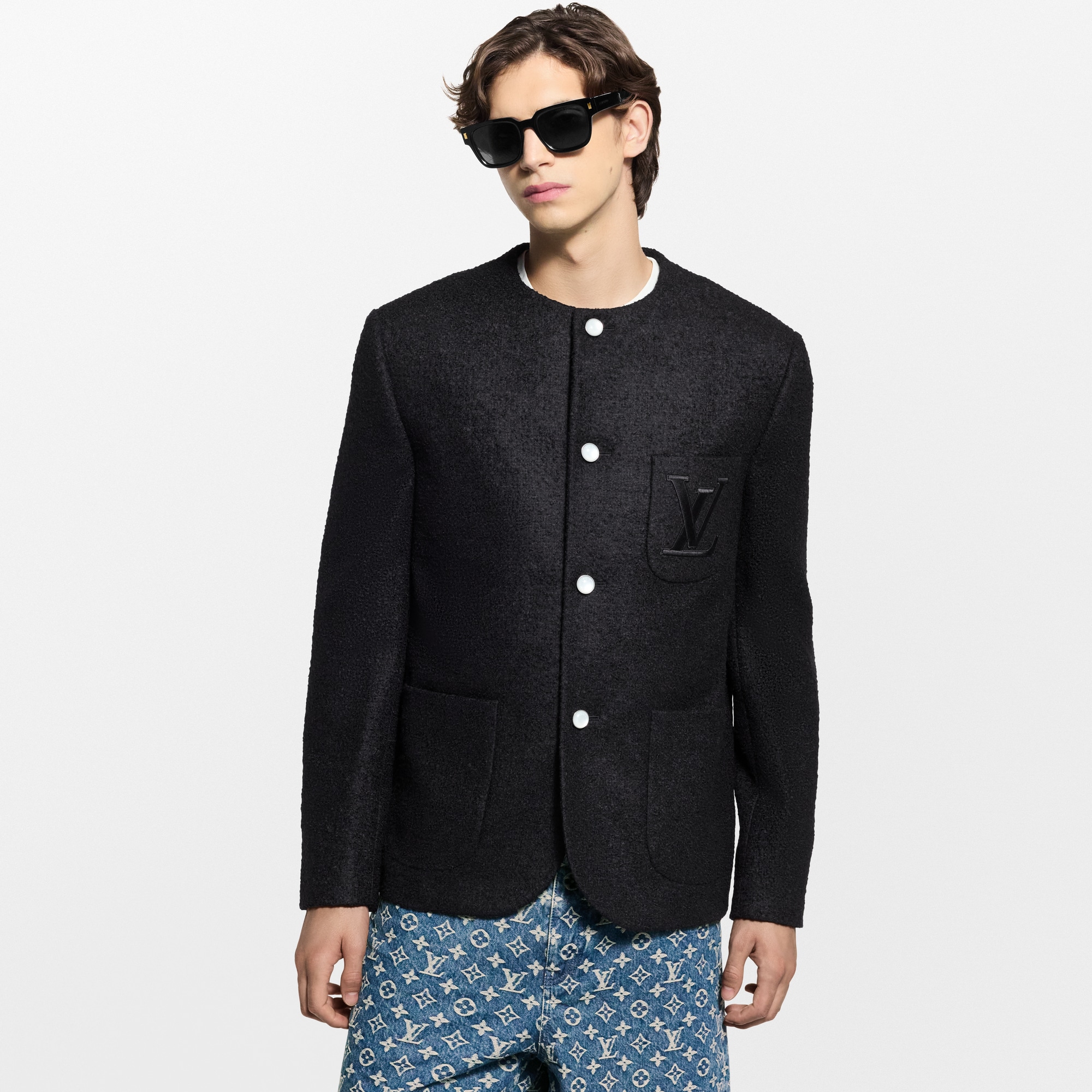 Chic Collarless Jacket  in Men