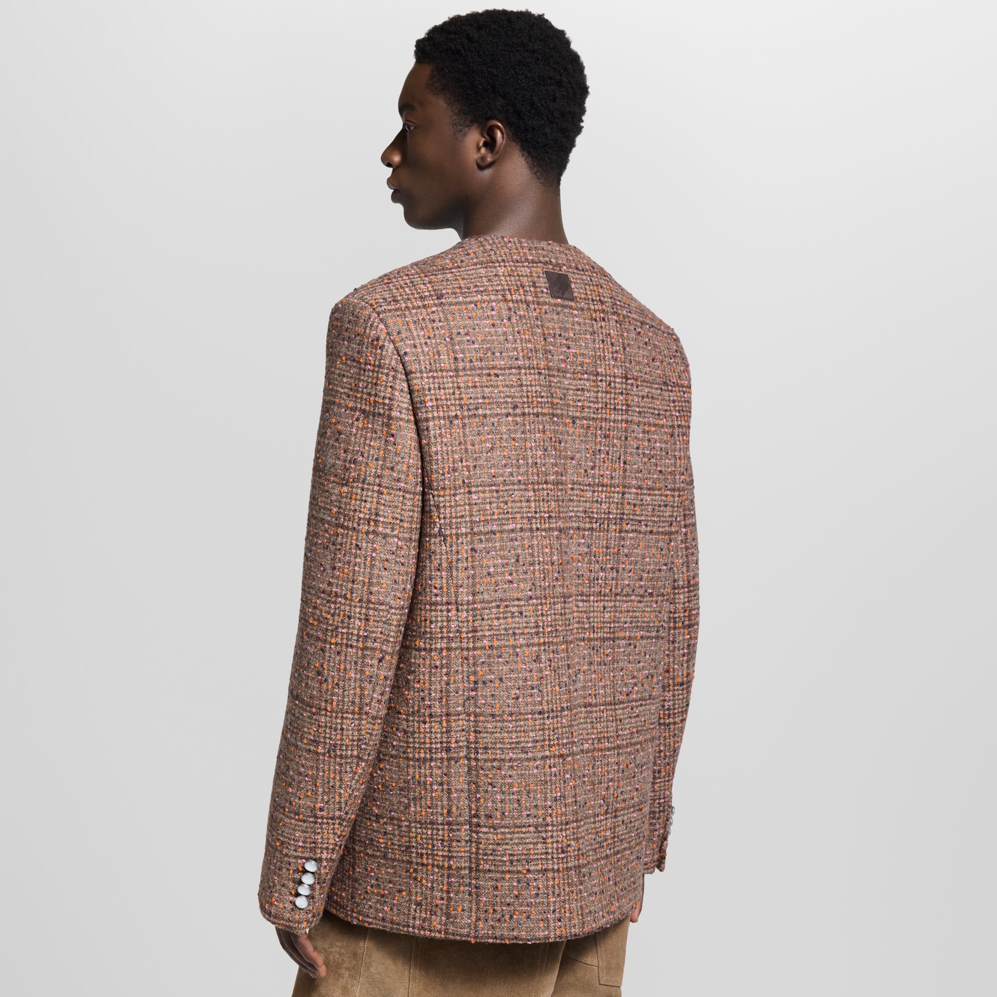 Collarless Tweed Jacket  in Men