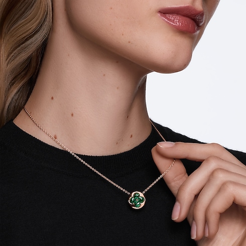 Color Blossom M Sun Pendant, Pink Gold and Malachite in Jewelry's Categories Necklaces and Pendants collections by Louis Vuitton (Product zoom)
