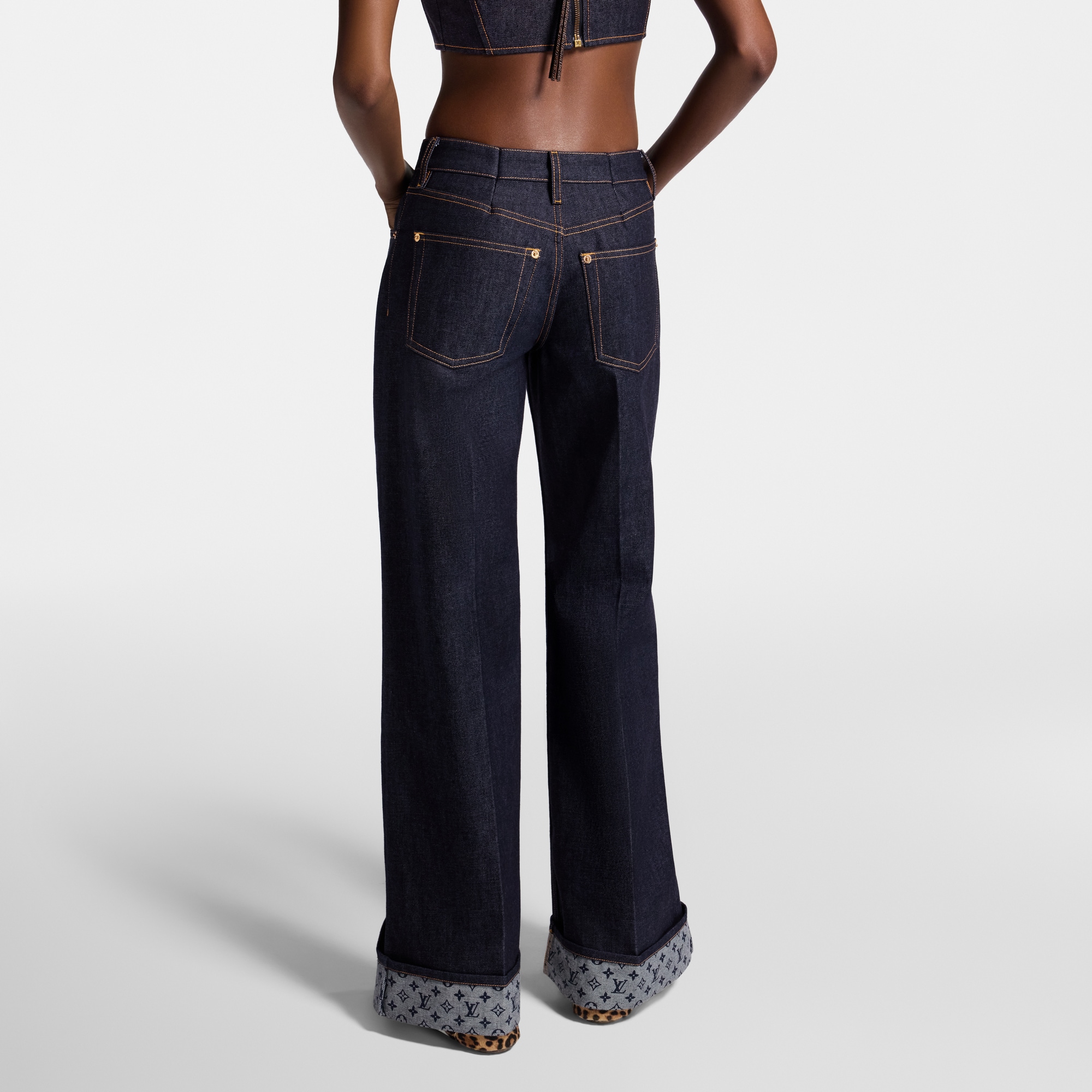 Cuffed Hem Flared Jeans  in Women