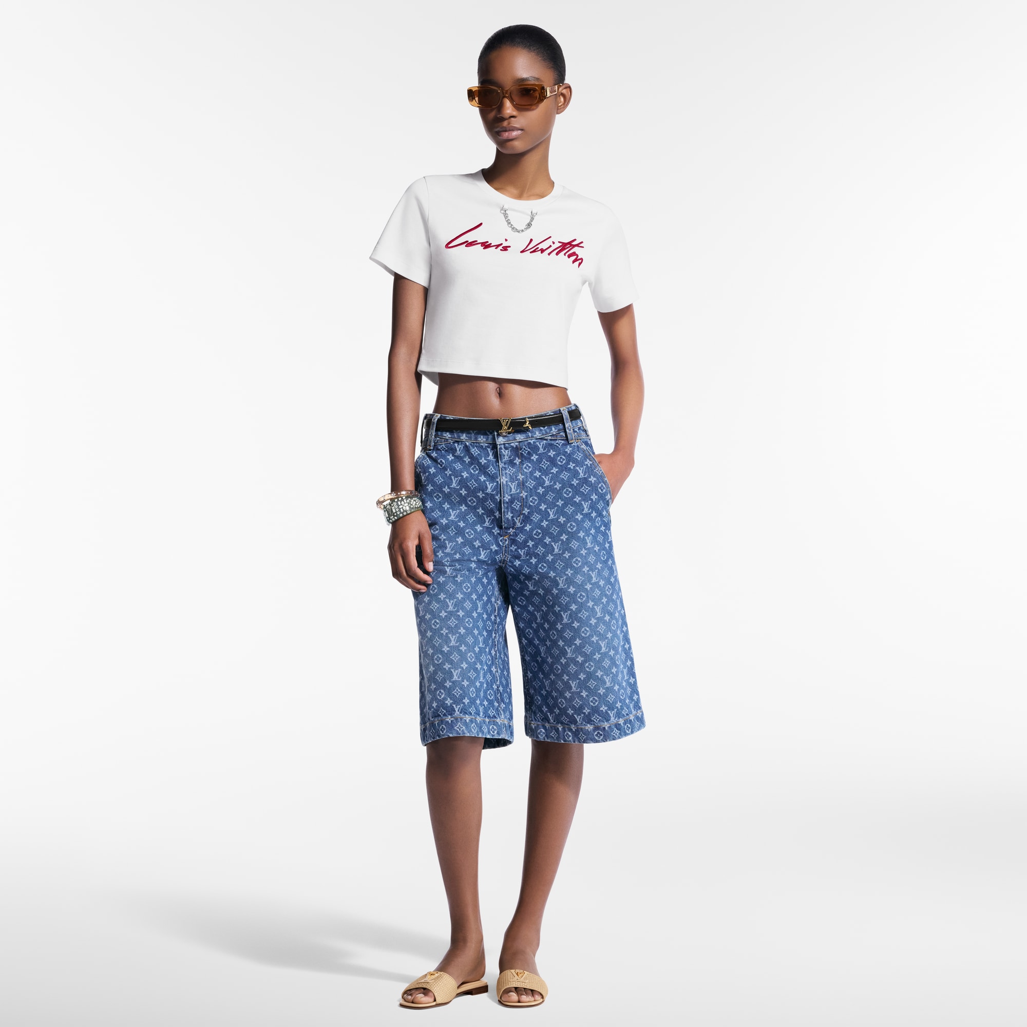 Cursive Signature Crop Top   in Women