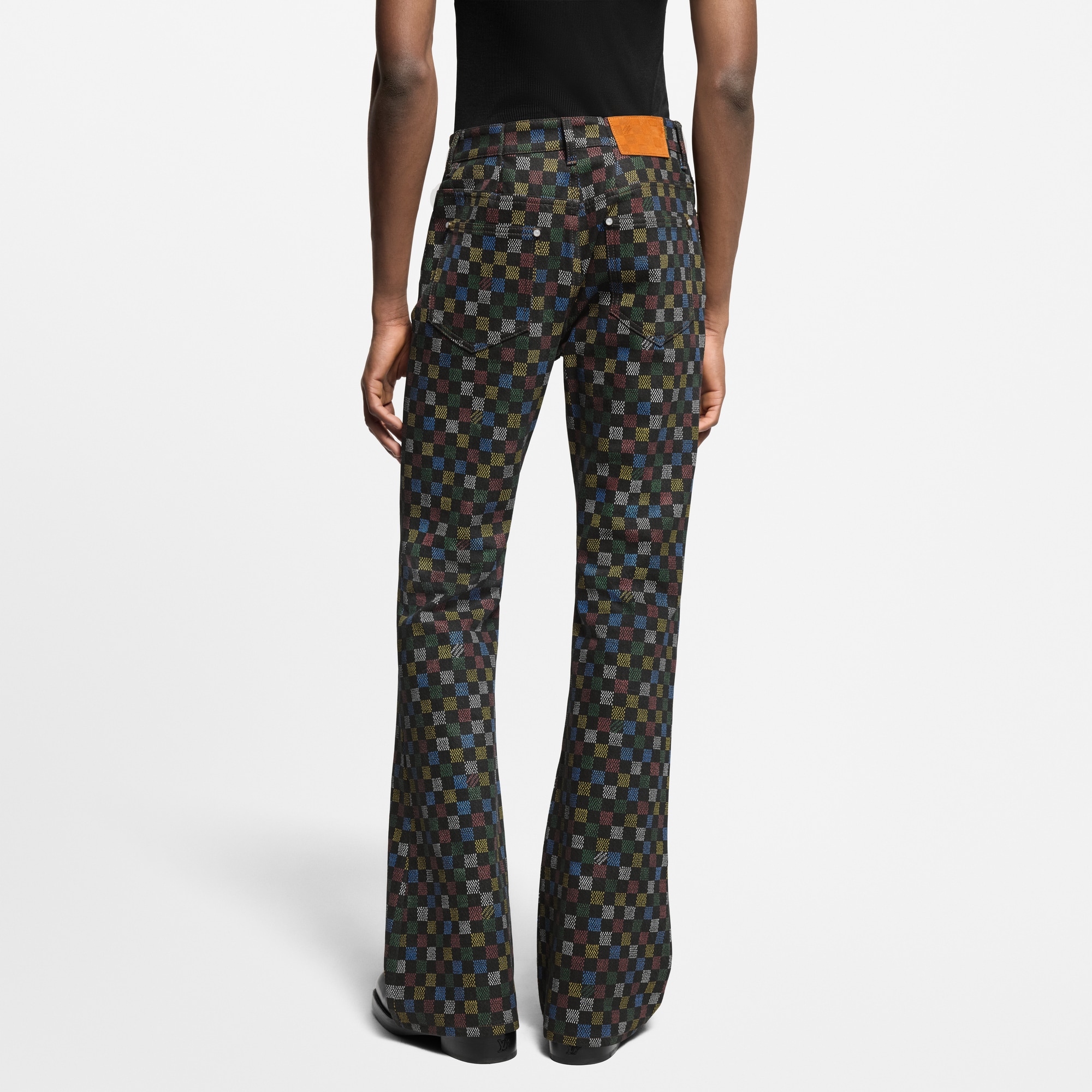 Damier Flared Denim Pants   in Men