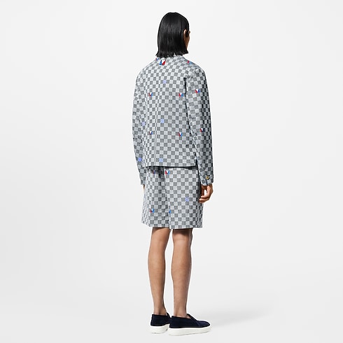 قميص خارجي من القطن بياقة مفتوحة وبنقشة Damier in الرجال's الملابس المعاطف collections by Louis Vuitton (تكبير صورة المنتج)