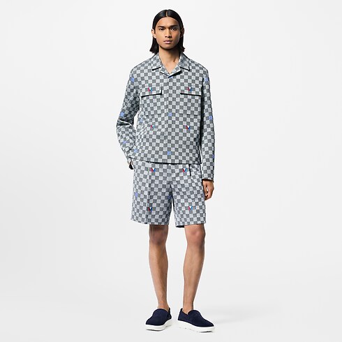 قميص خارجي من القطن بياقة مفتوحة وبنقشة Damier in الرجال's الملابس المعاطف collections by Louis Vuitton (تكبير صورة المنتج)