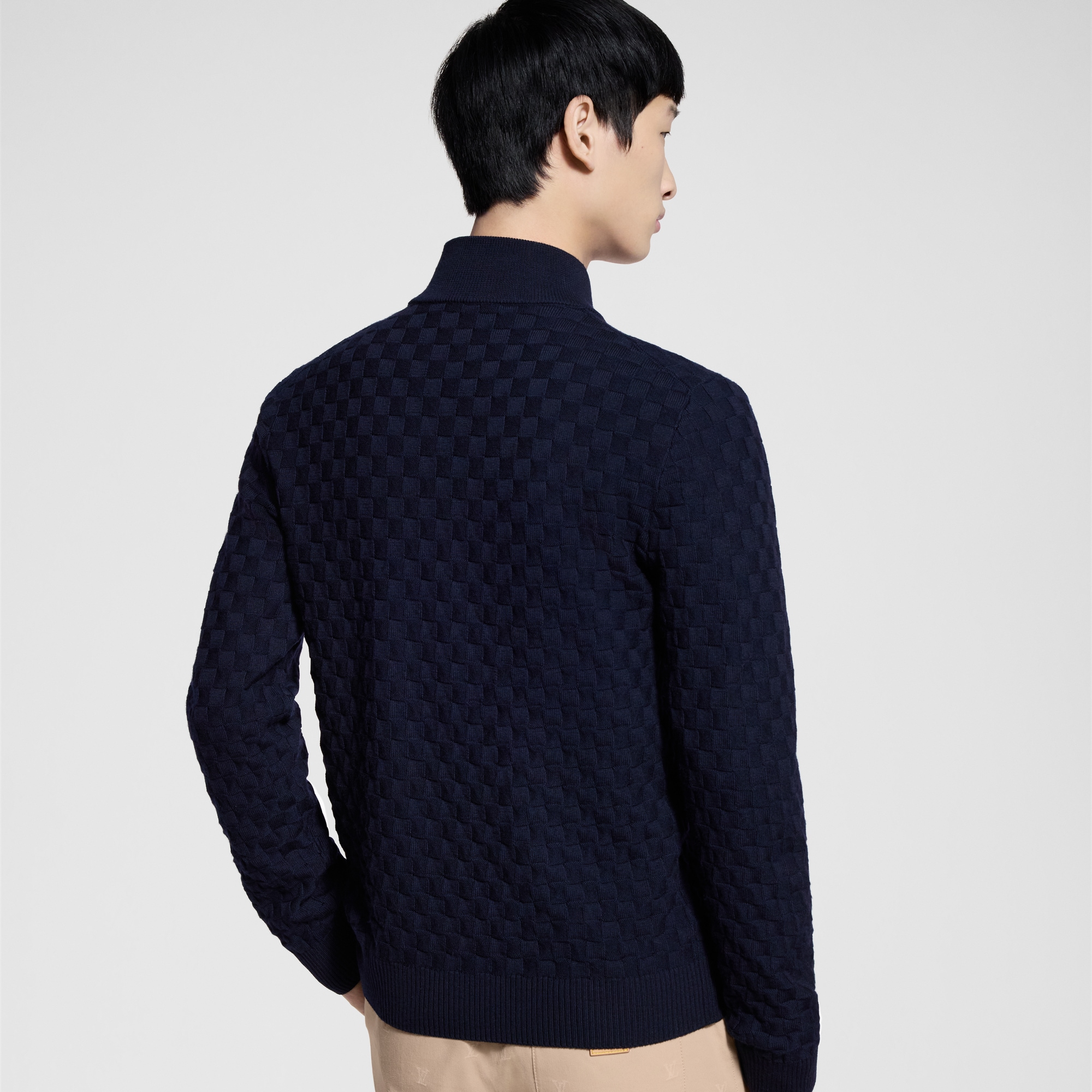 Damier Signature Zip-Through Cardigan  in Men