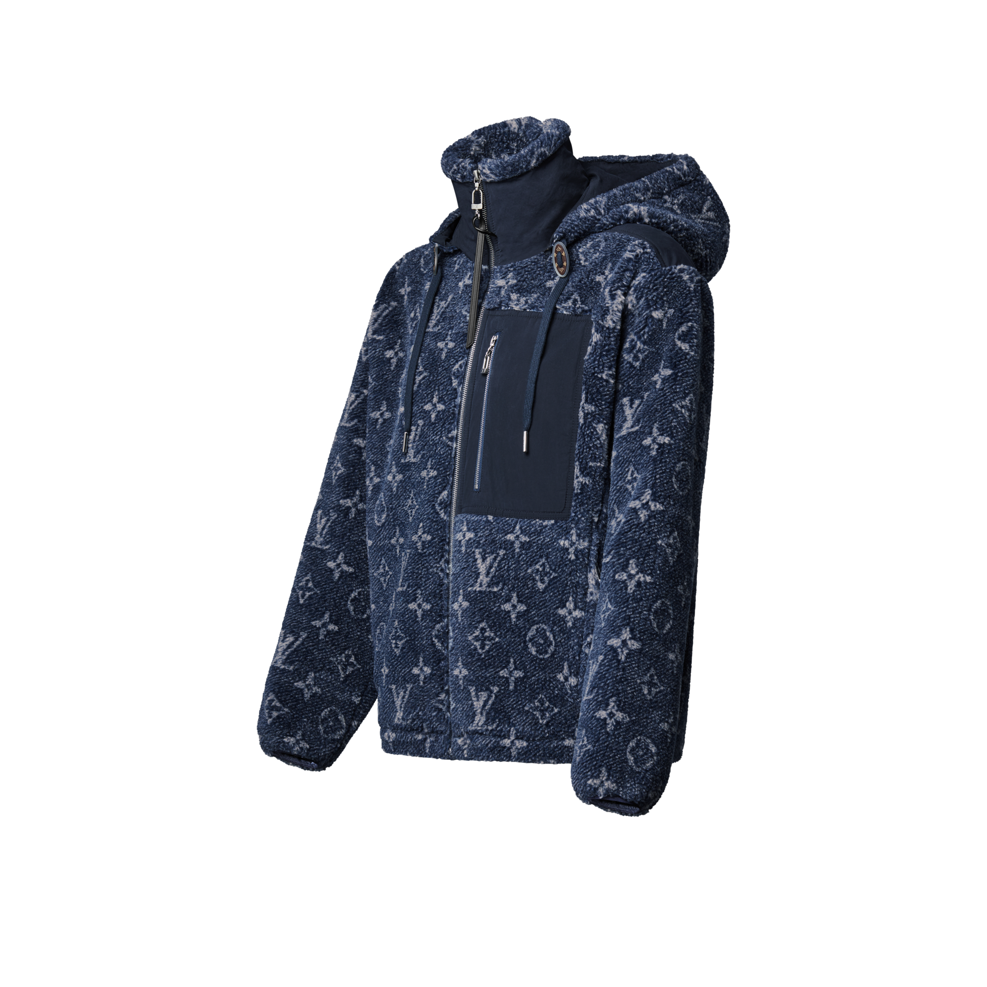 جاكيت من الصوف الناعم بنقشة Monogram بتأثير الدنيم  in النساء