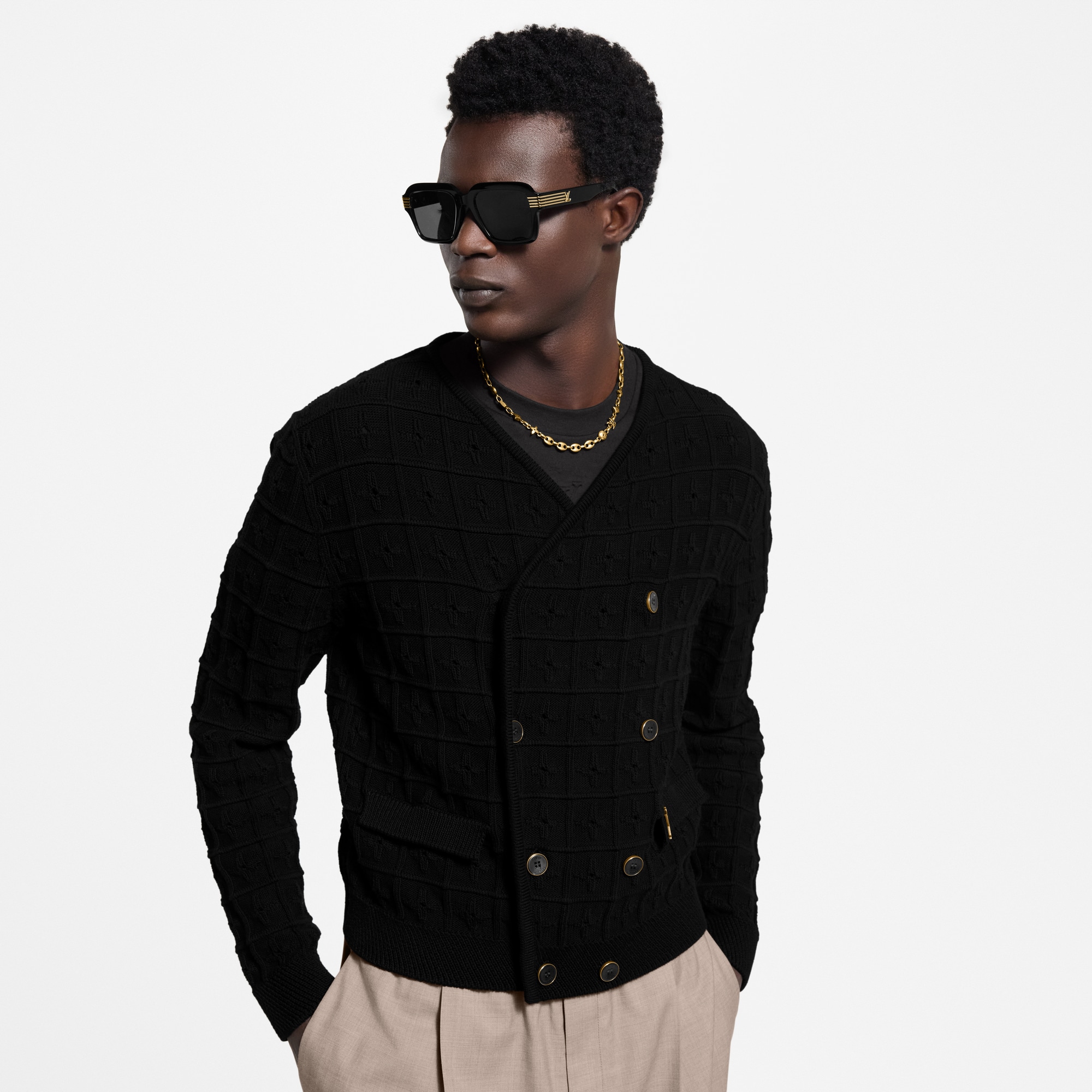 Double-Breasted Knit Jacket  in Men