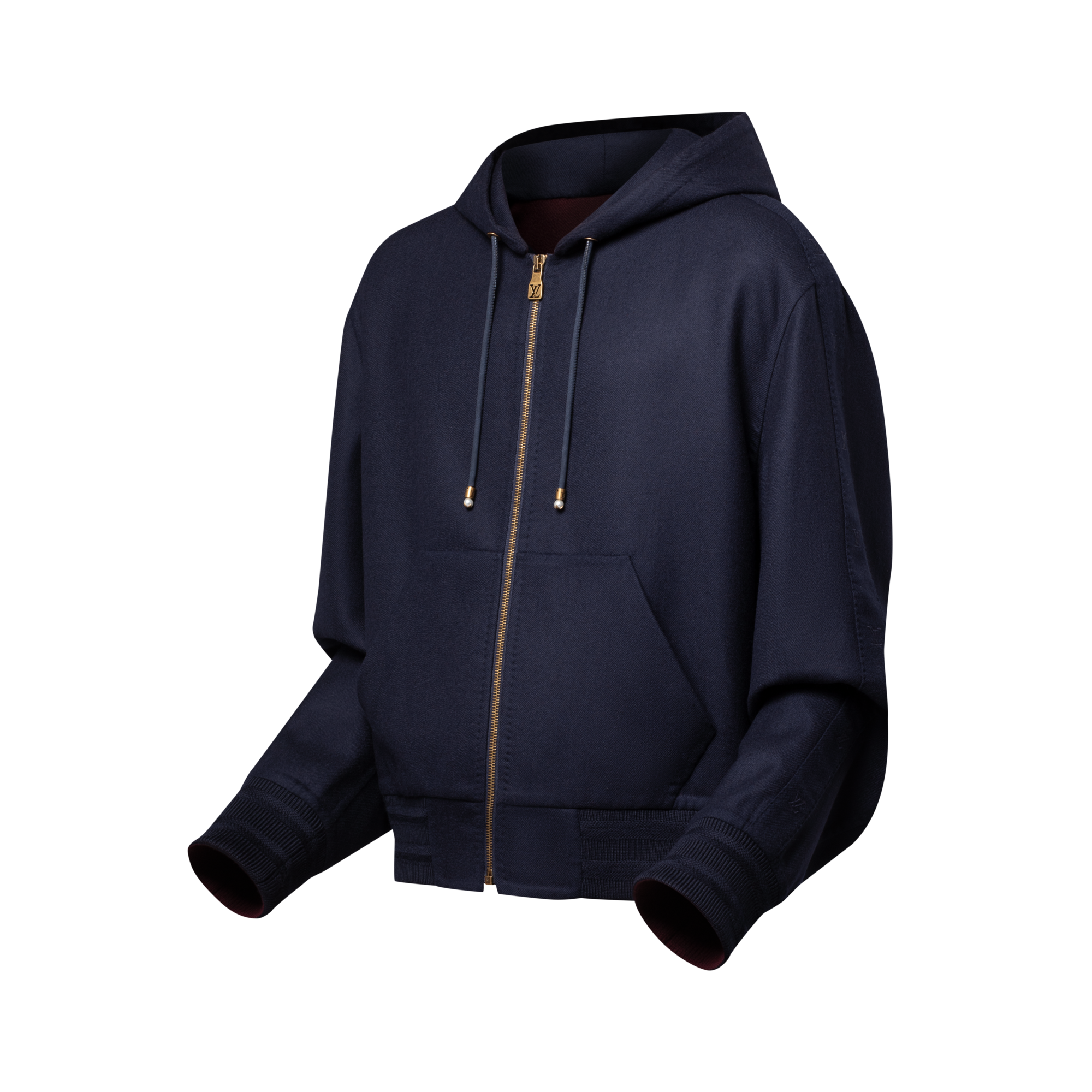 Double Face Wool-Silk Blend Hooded Blouson  in Men