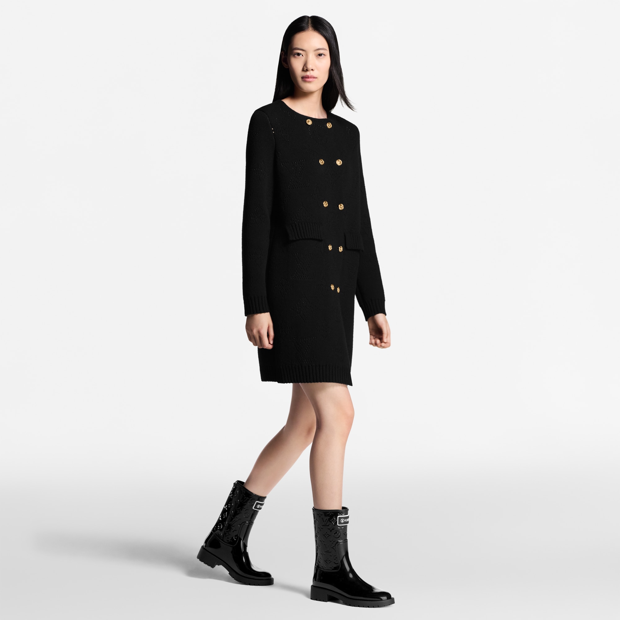 حذاء المطر Drops المسطح طويل للكاحل  in النساء