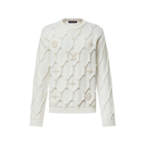 Embellished Cable Knit Wool Blend Pullover in Men's Ready to Wear All Ready-To-Wear collections by Louis Vuitton (Product zoom)
