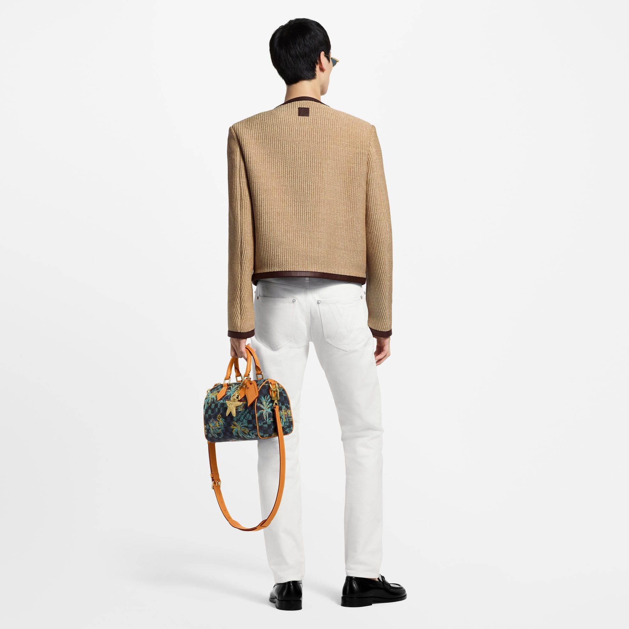 جاكيت أنيق بدون ياقة بتأثير الرافيا  in الرجال