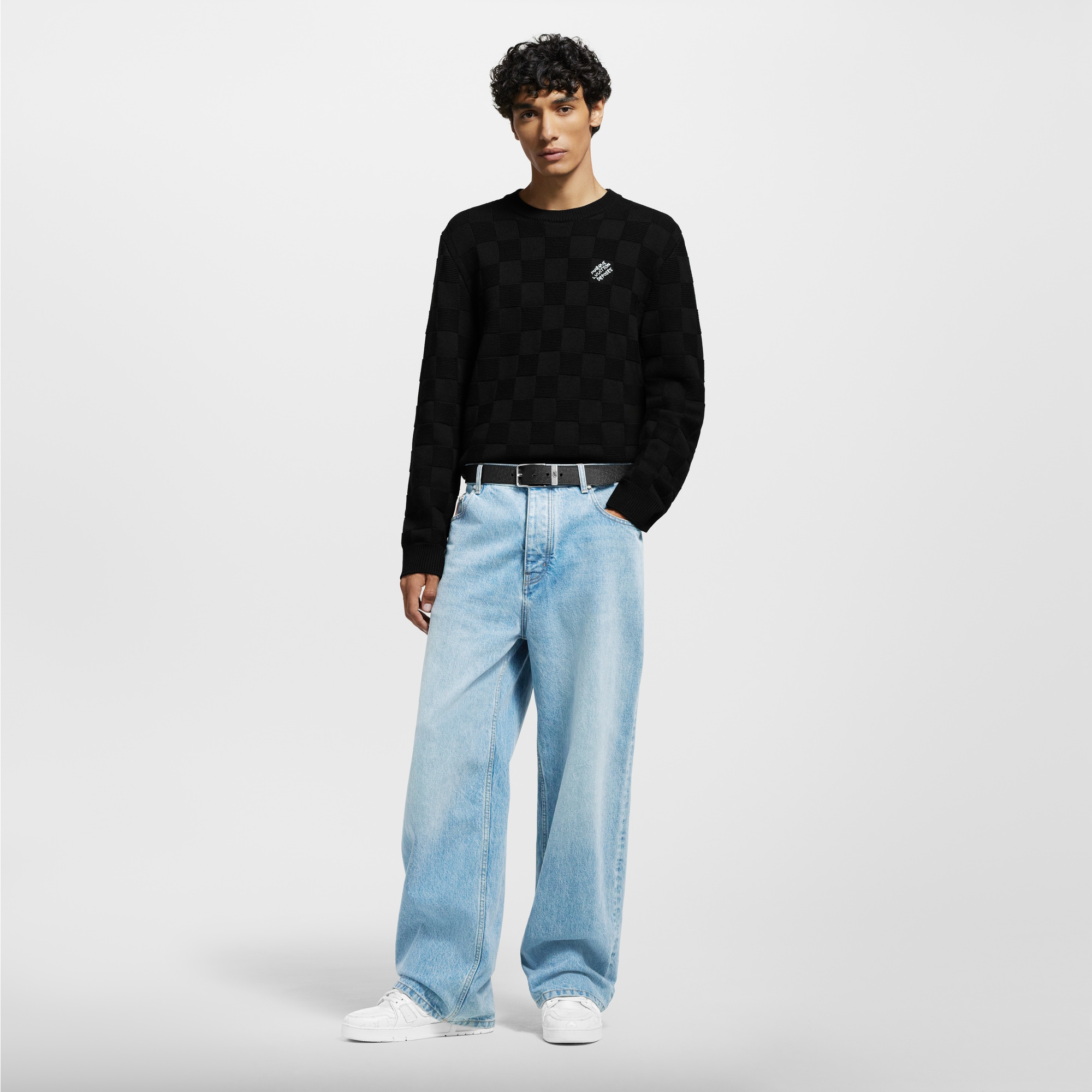 Embellished Wool Damier Pullover  in Men