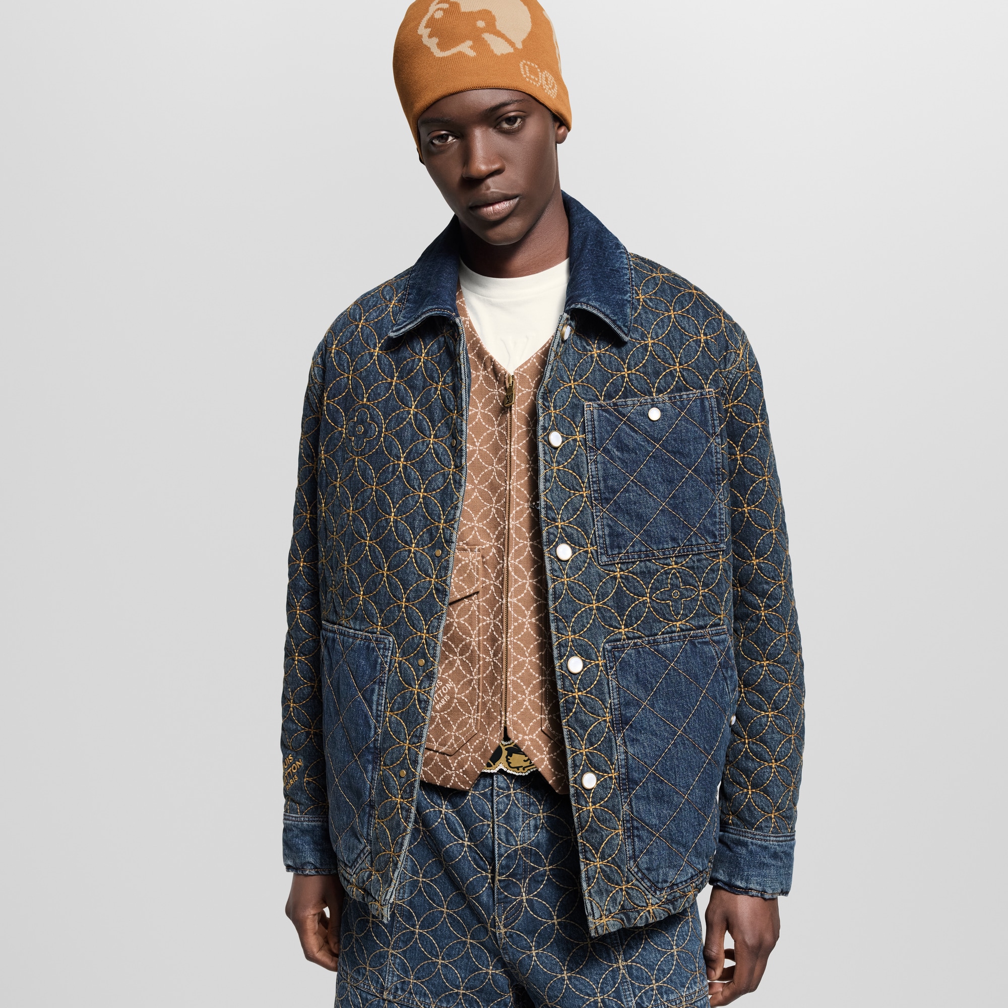 Embroidered Denim Blouson  in Men