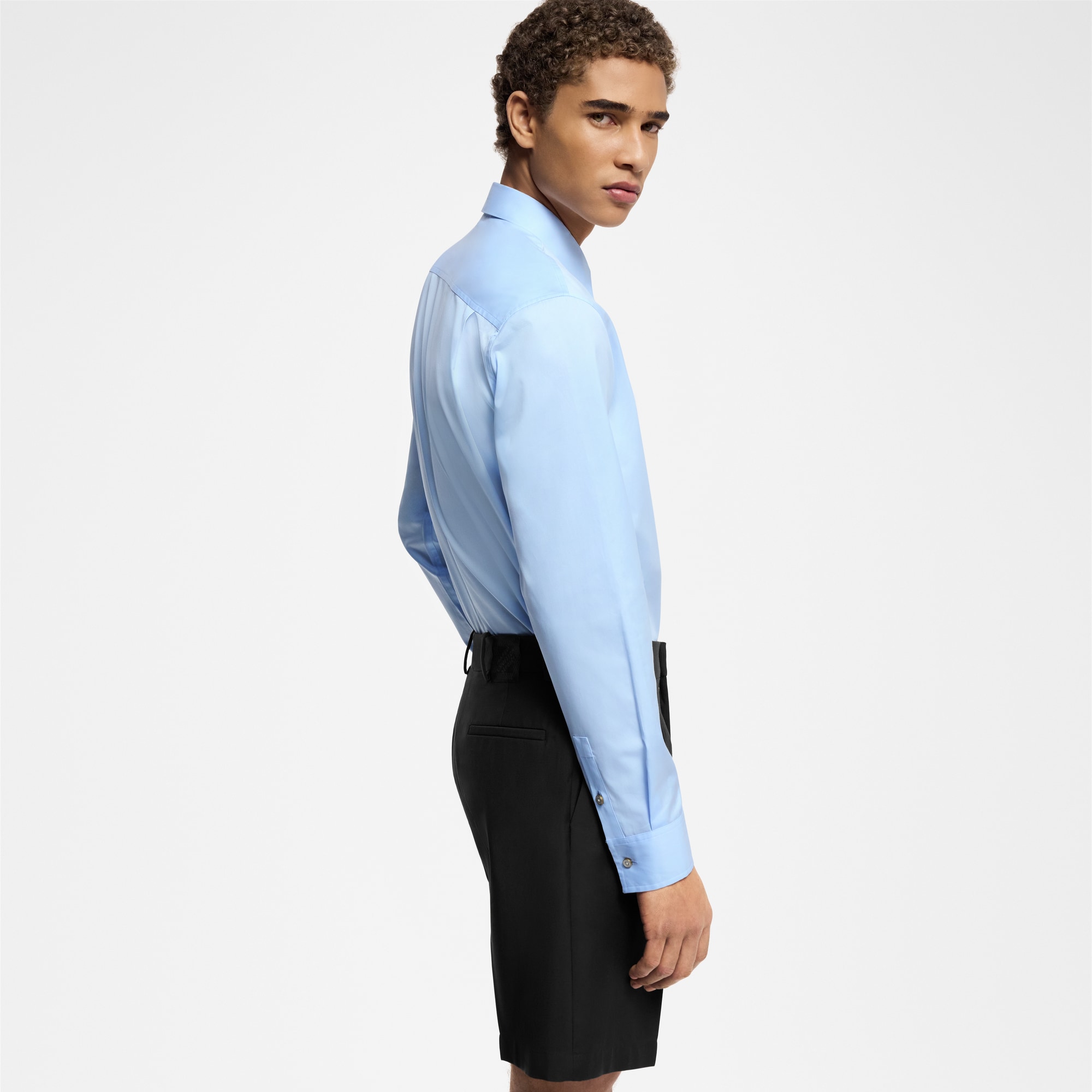 Embroidered Long-Sleeved Cotton Shirt  in Men