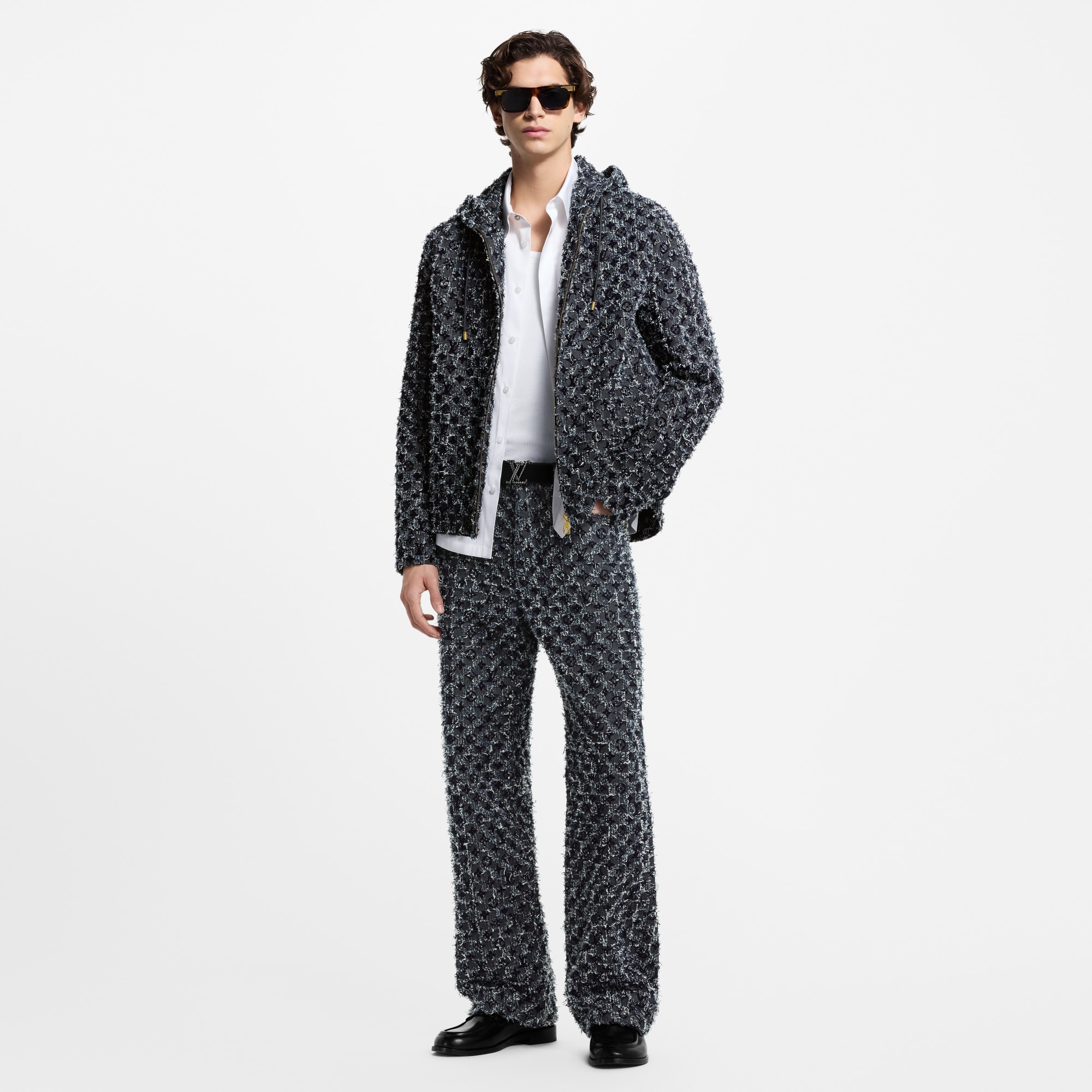 Flocked Monogram Denim Hoodie  in Men