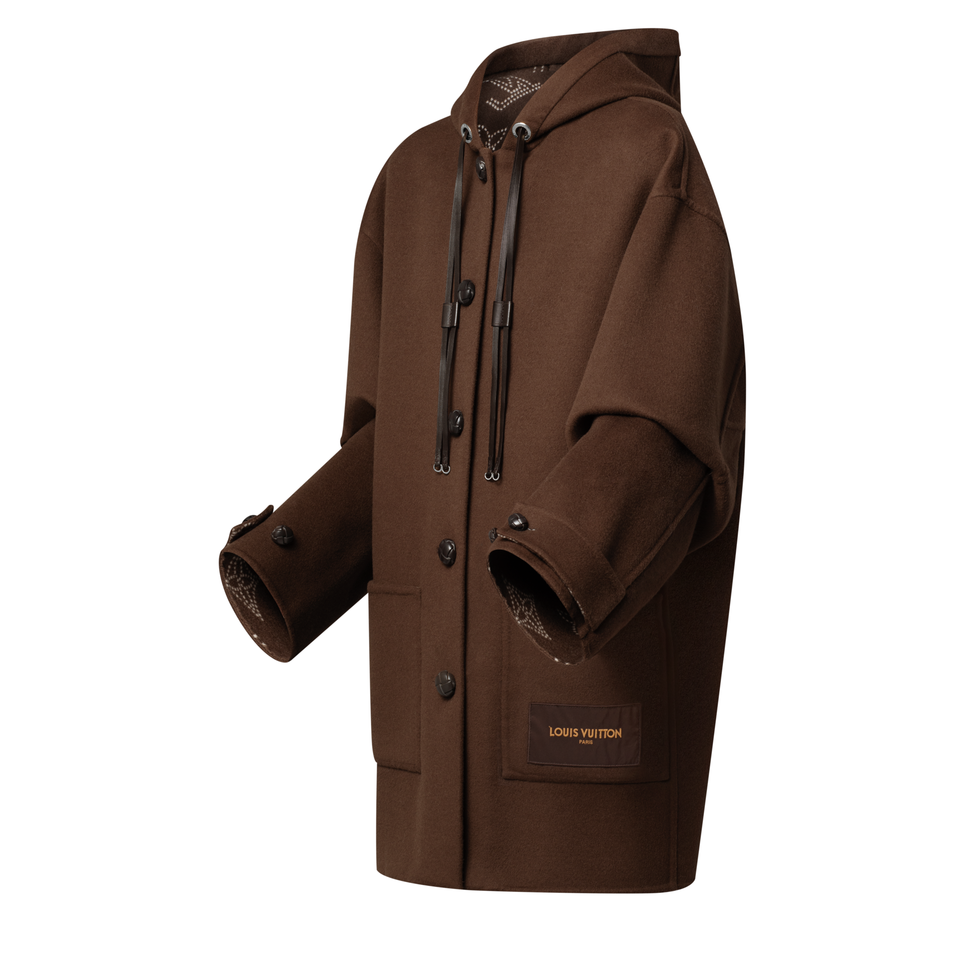 Hooded Button-Up Coat  in Women