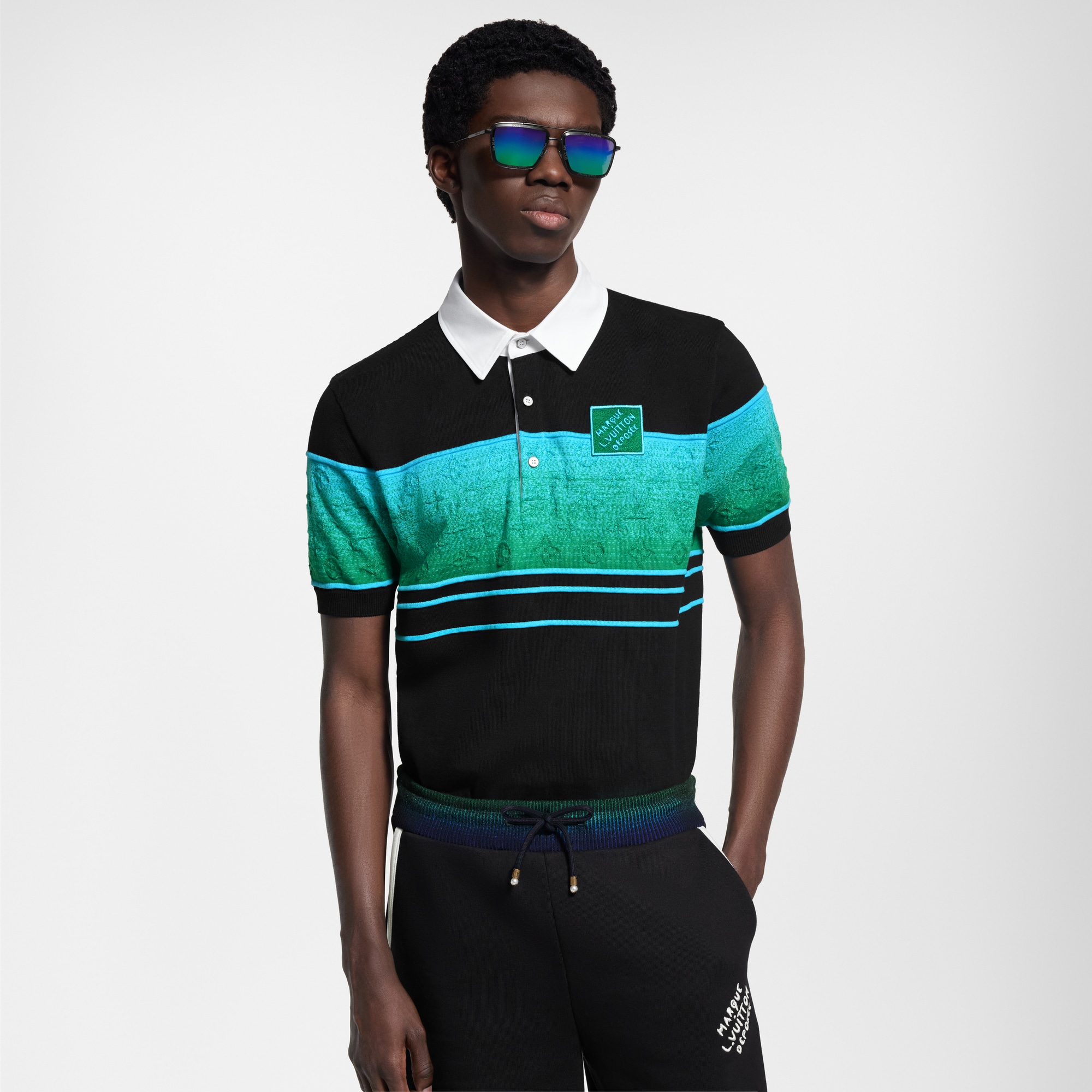 Iridescent Jacquard Short-Sleeved Polo    in Men