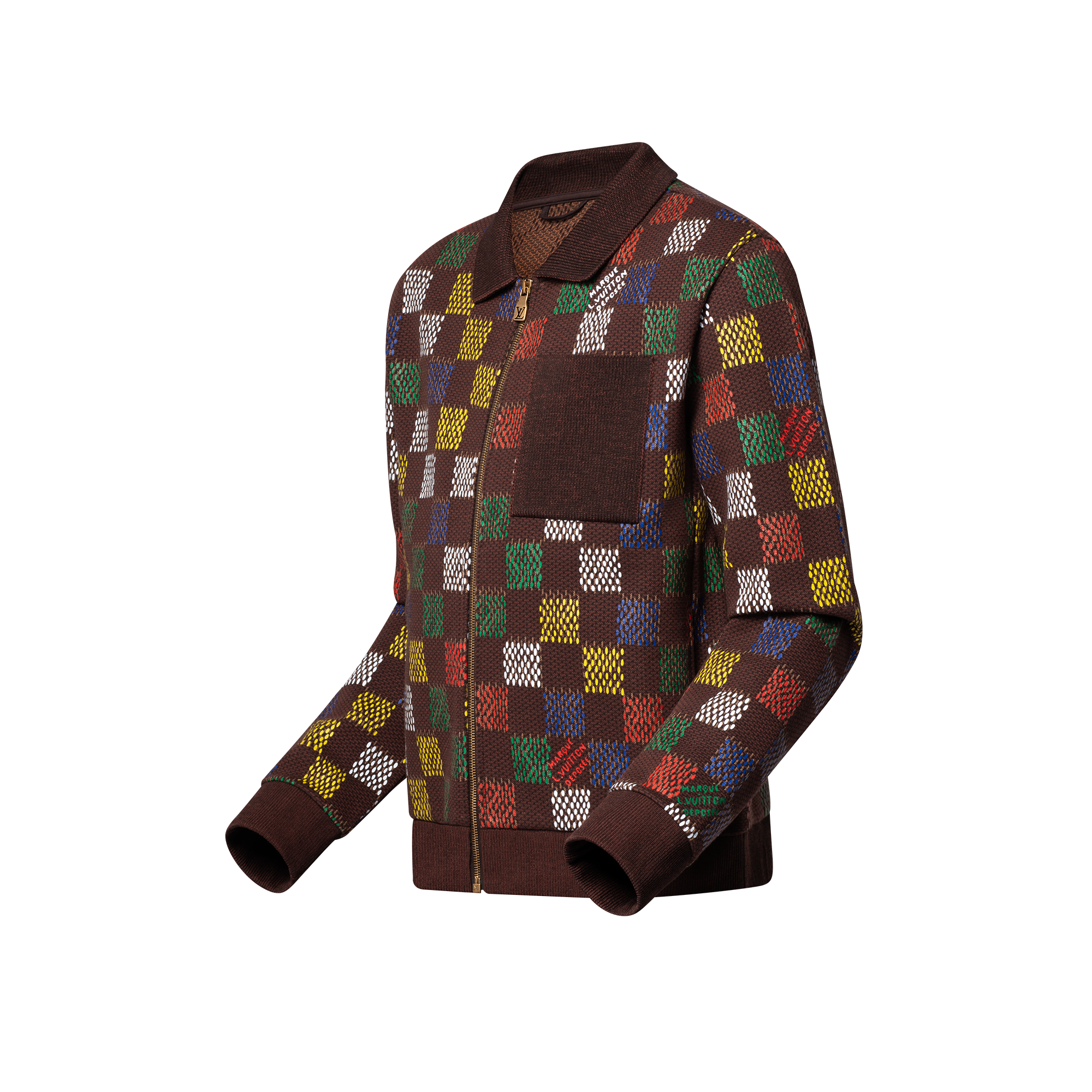 كنزة من جيرسيه القطن بنقشة Damier جاكار  in الرجال