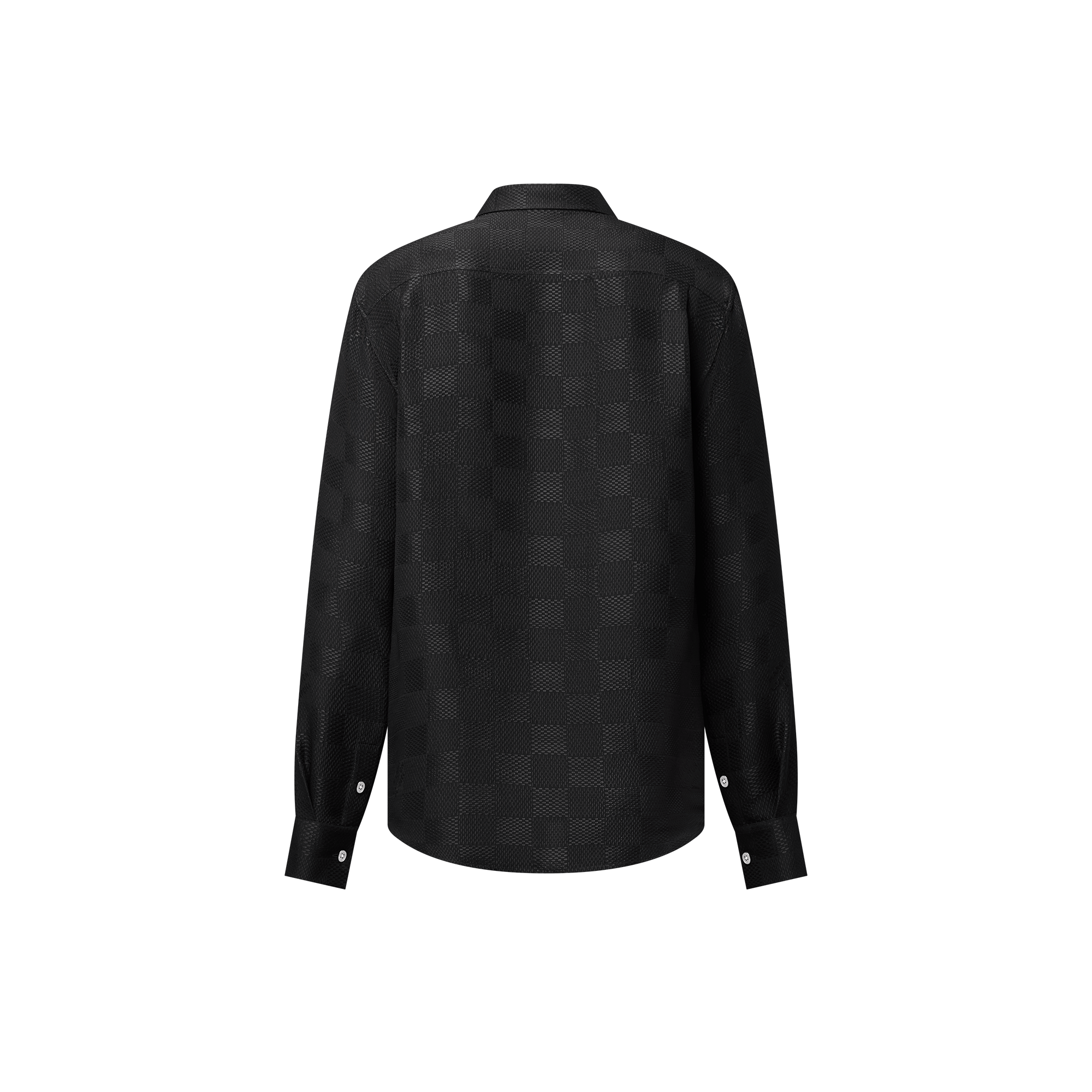 Jacquard Damier Long-Sleeved Silk Shirt  in Men