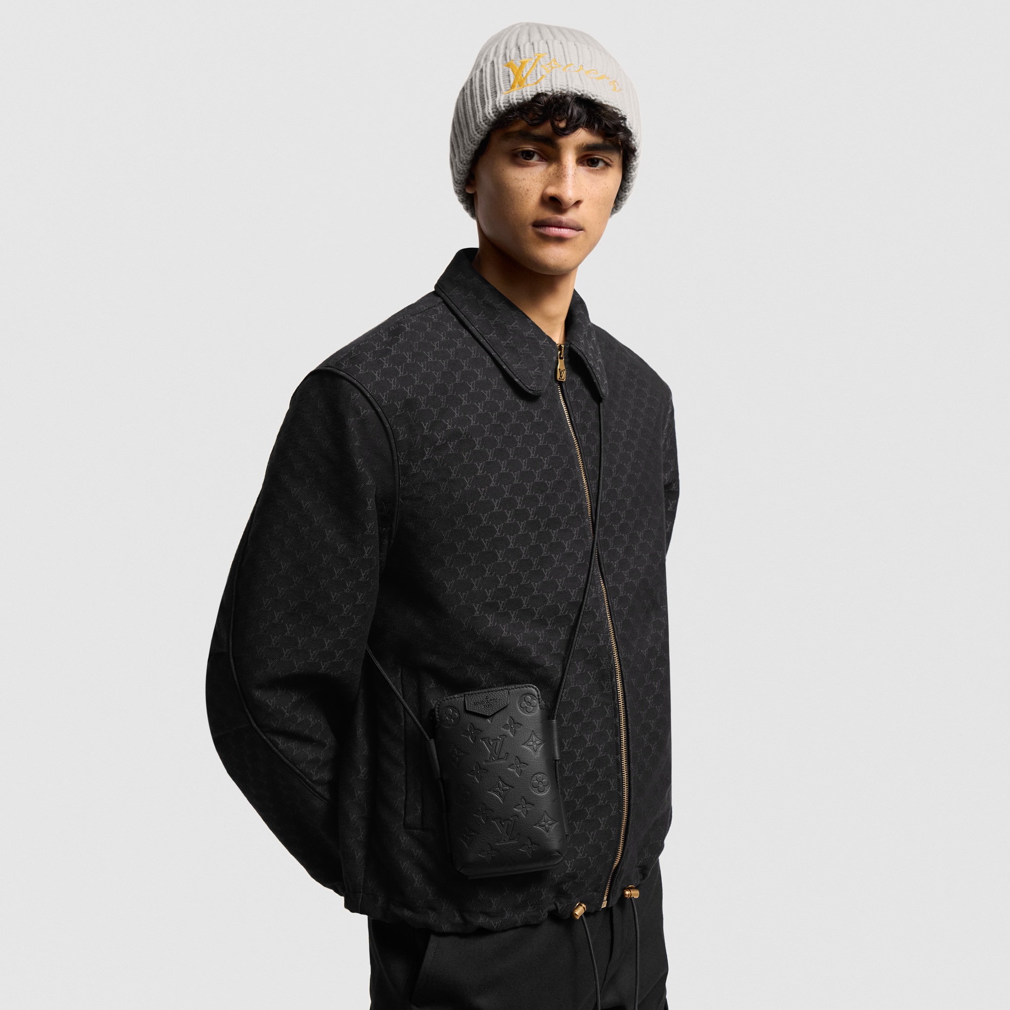 Lace Up Pouch Monogram Shadow Leather in Men