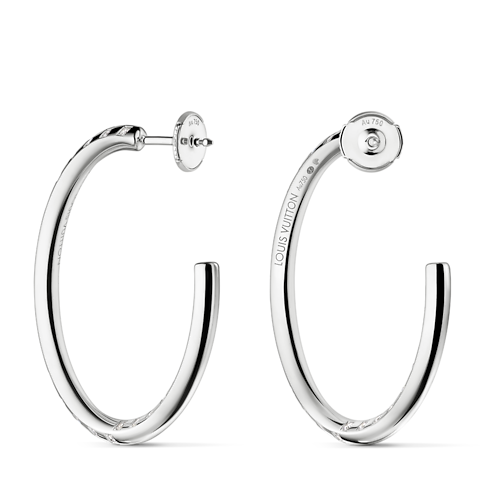 Le Damier de Louis Vuitton Large Hoops, White Gold and Diamonds in Jewelry's Categories Earrings collections by Louis Vuitton (Product zoom)