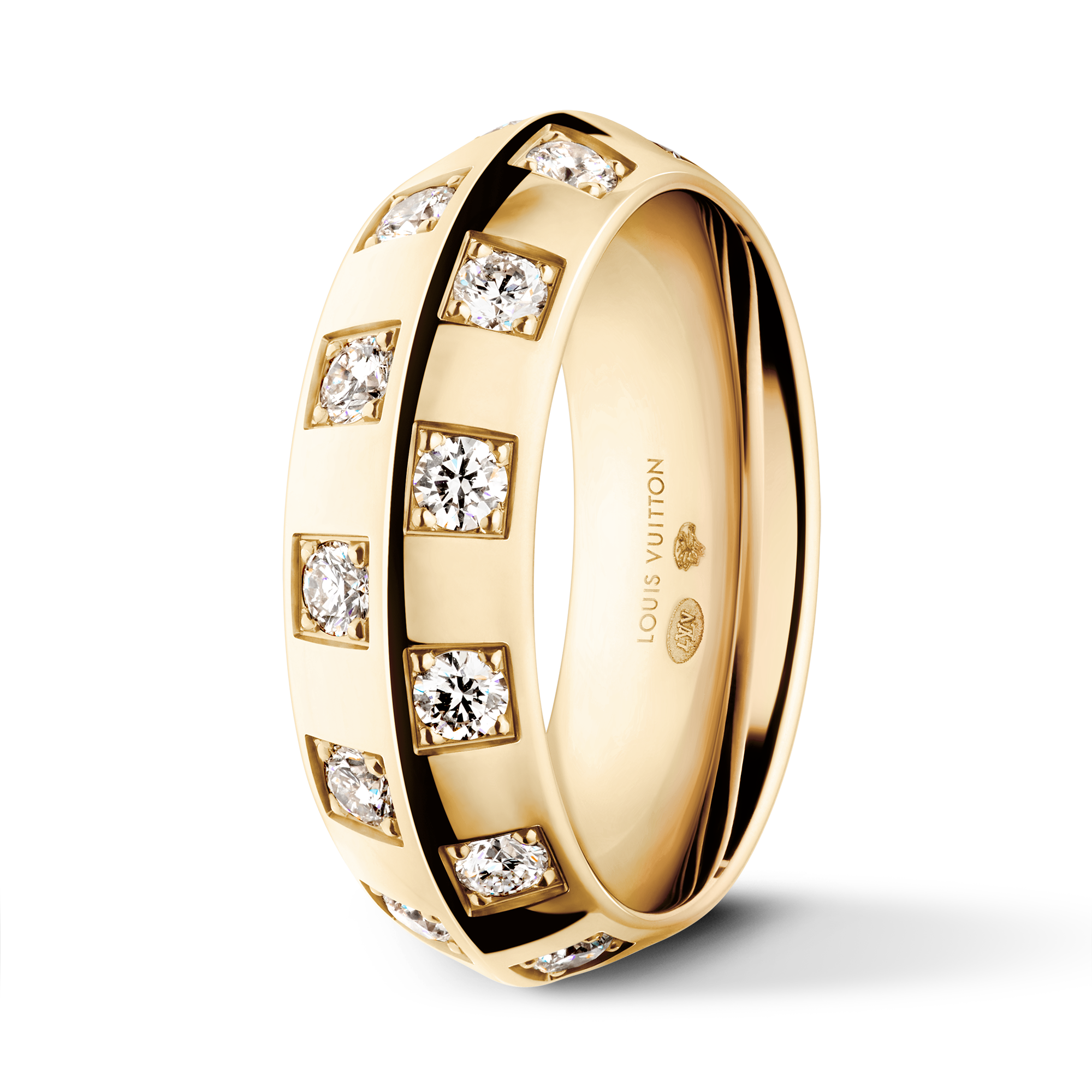 Le Damier de Louis Vuitton Large Ring, Yellow Gold and Diamonds  in Jewelry