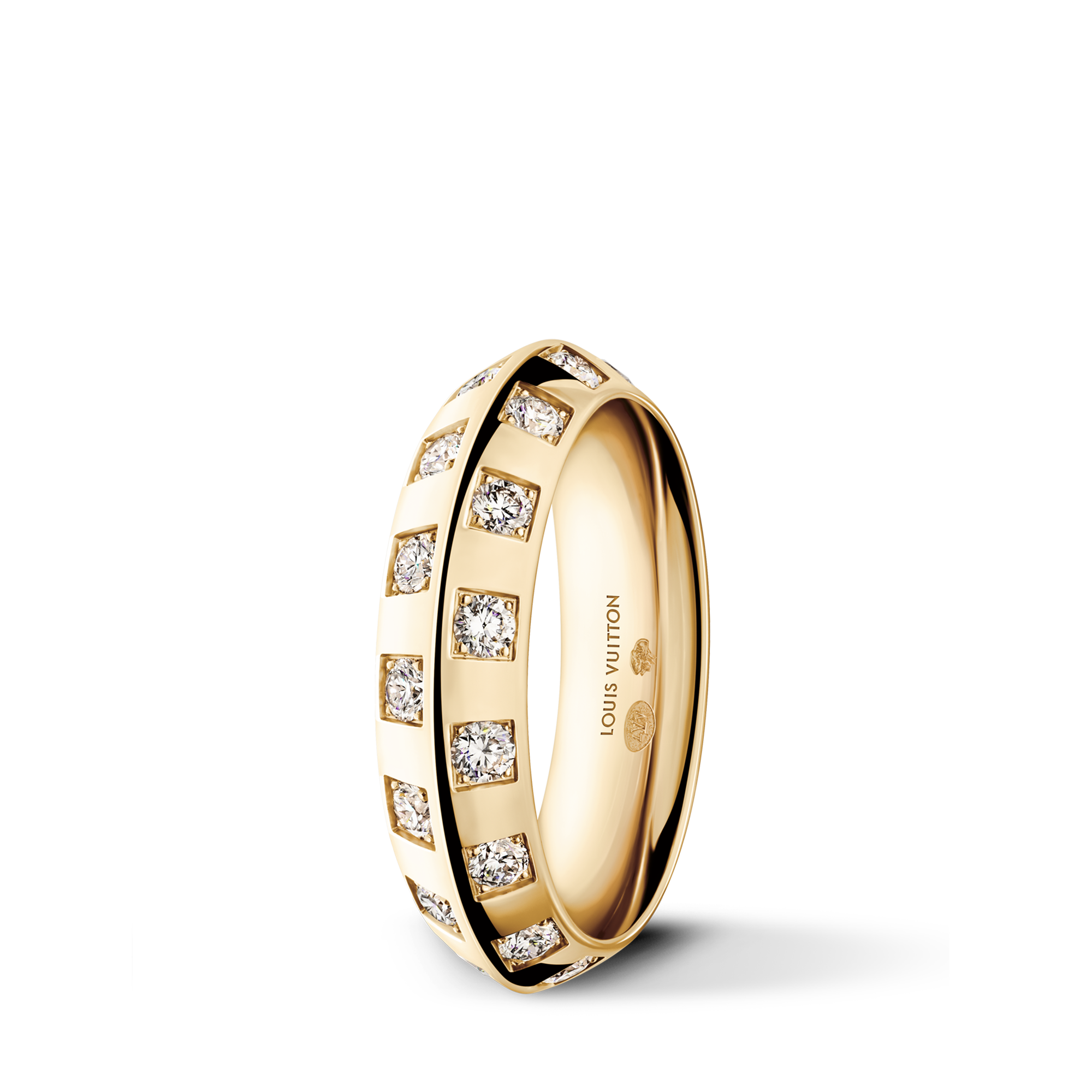 Le Damier de Louis Vuitton Medium Ring, Yellow Gold and Diamonds  in Jewelry