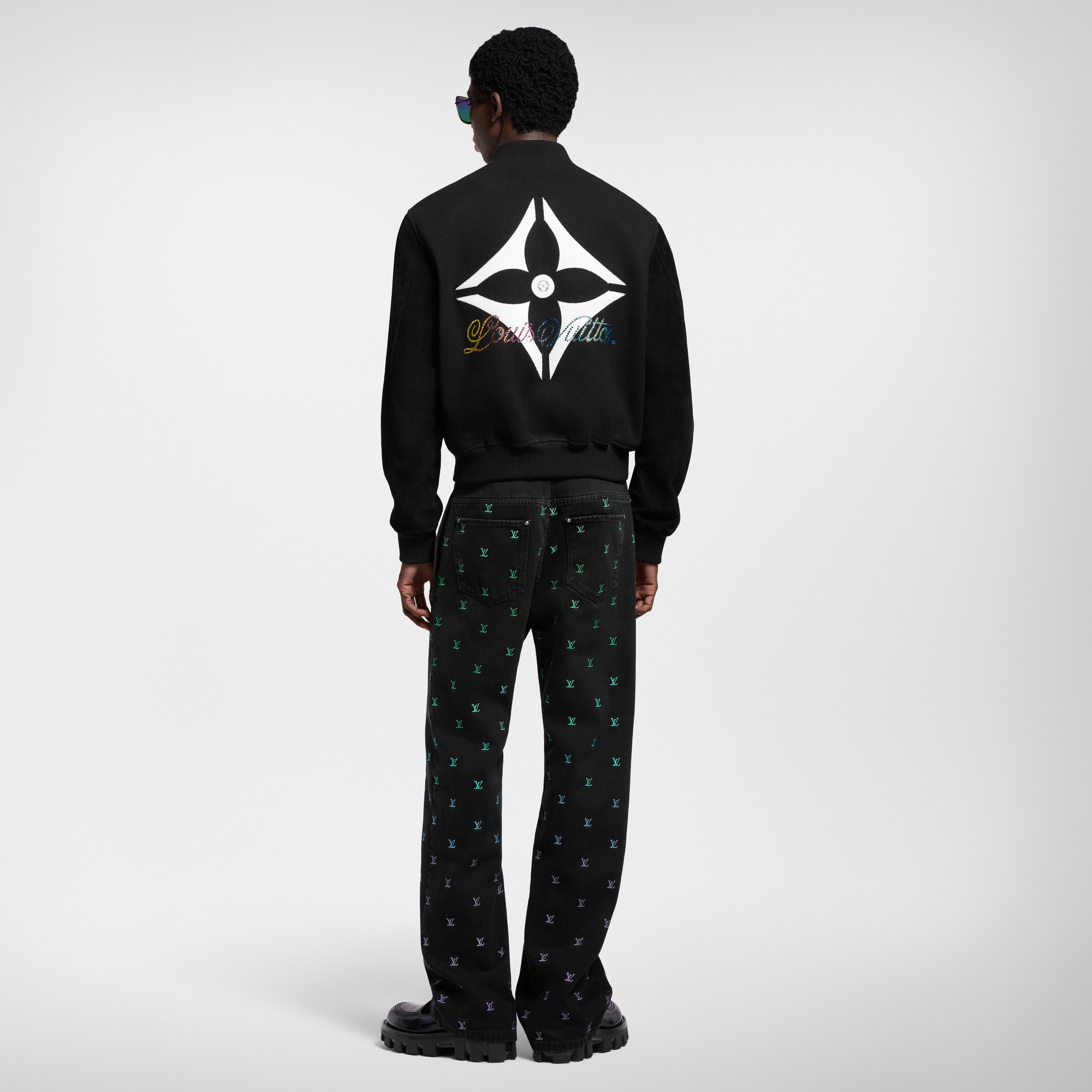 Leather Mix Varsity Blouson  in Men