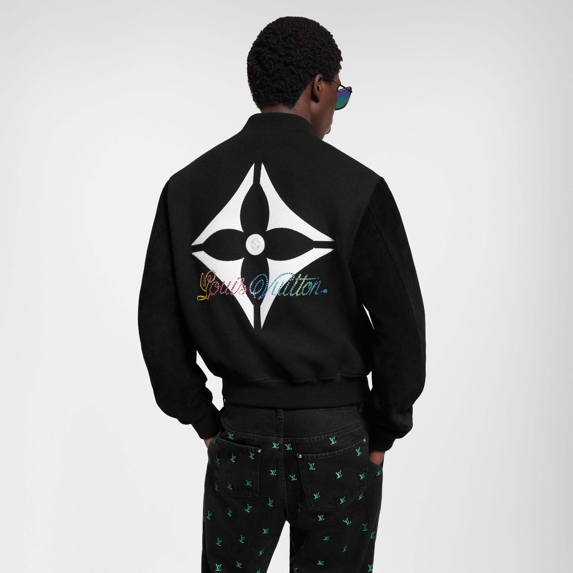 Leather Mix Varsity Blouson  in Men