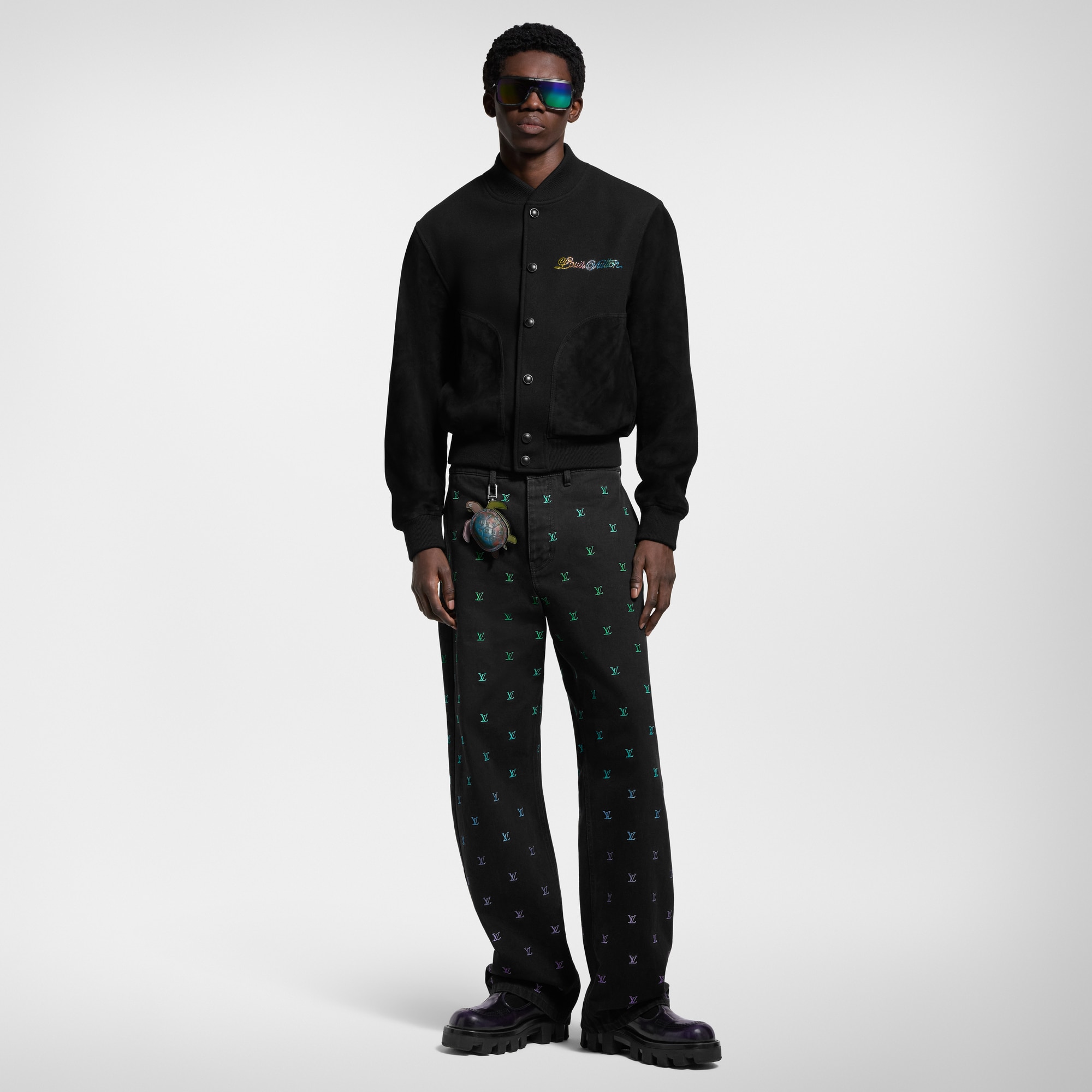 Leather Mix Varsity Blouson  in Men