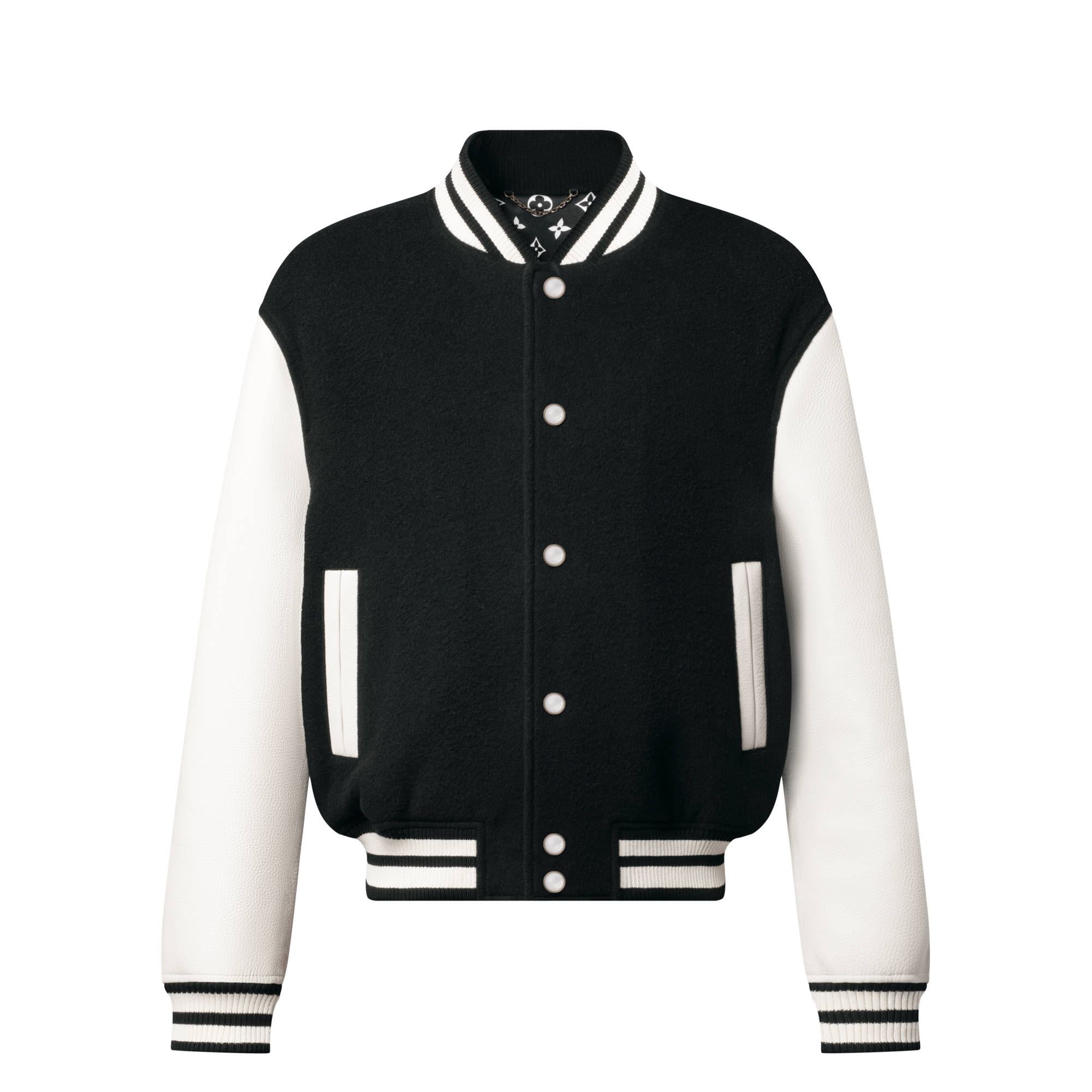 جاكيت Varsity من الجلد مزين بتوقيع العلامة  in الرجال