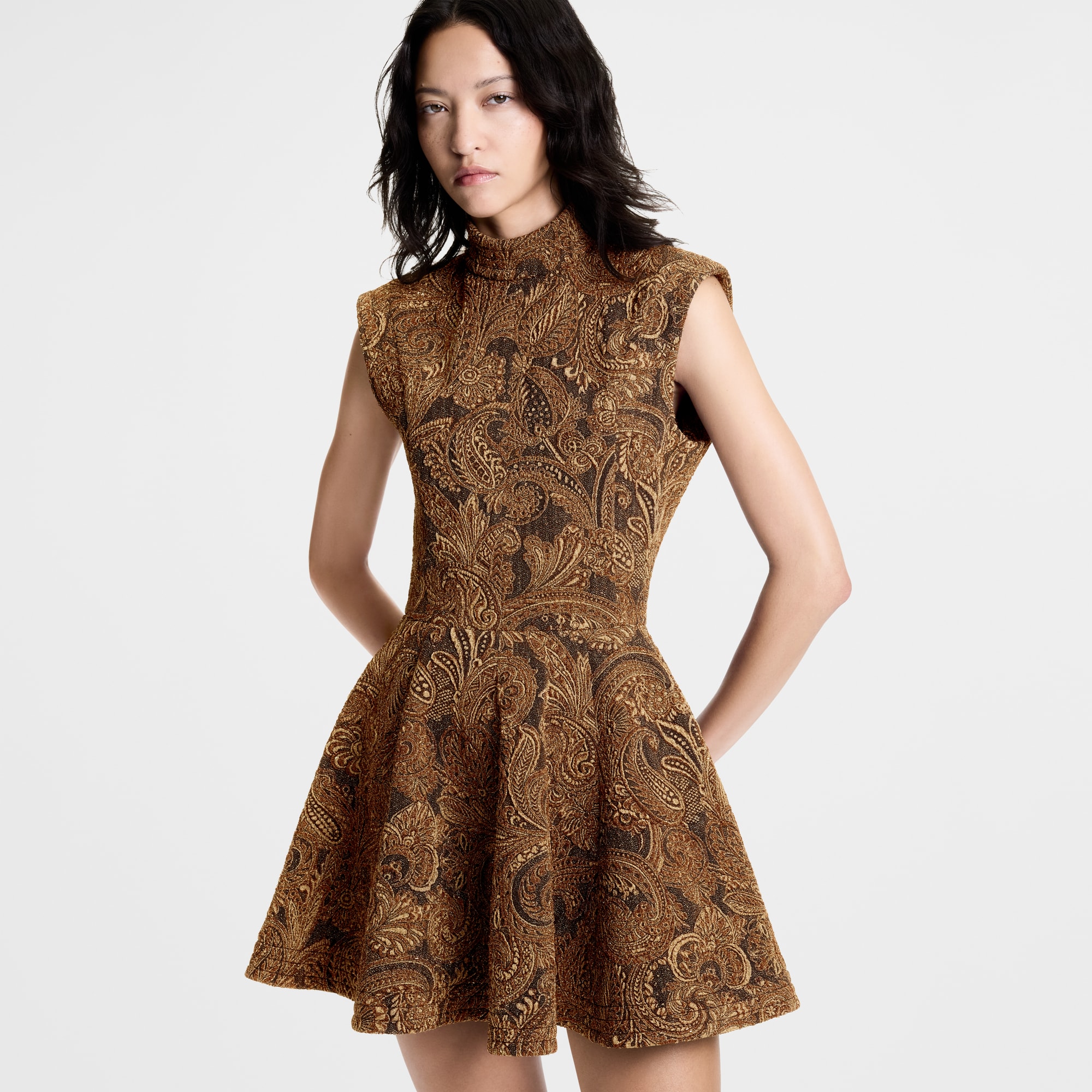 Lurex Jacquard A-Line Dress  in النساء
