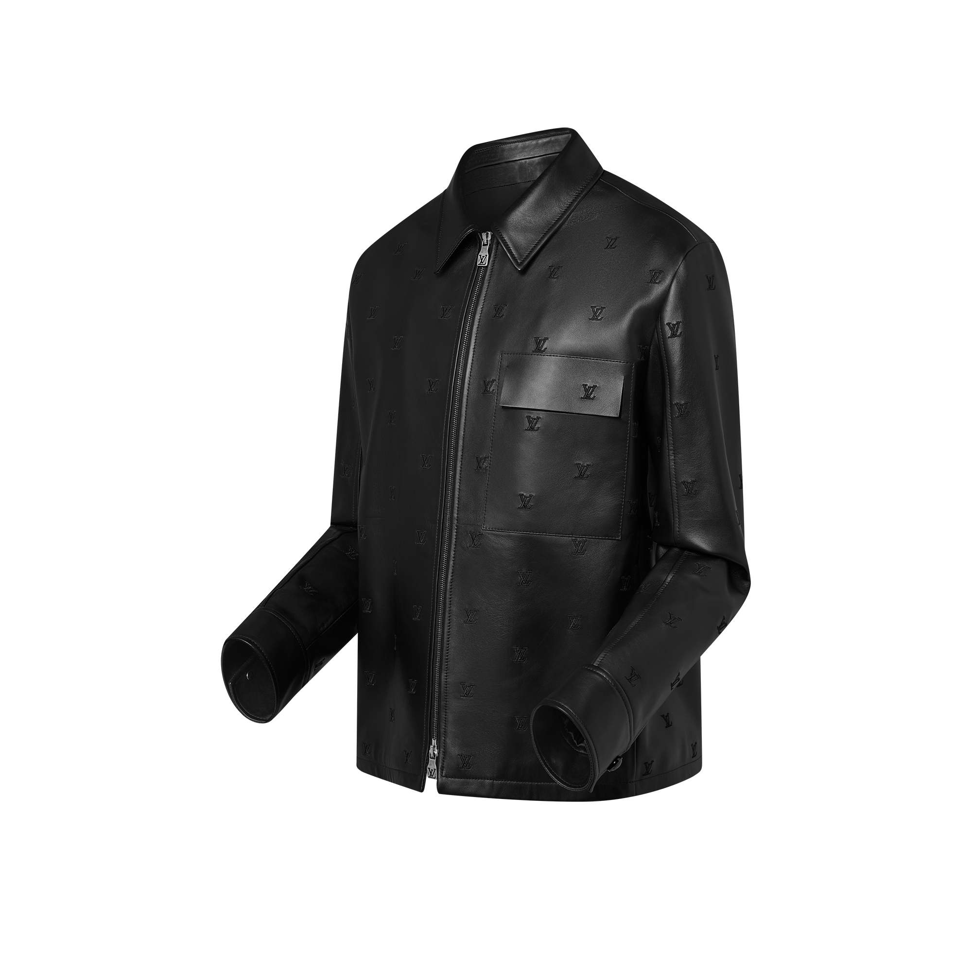 قميص خارجي من الجلد مطرز بنقشة LV Blason  in الرجال