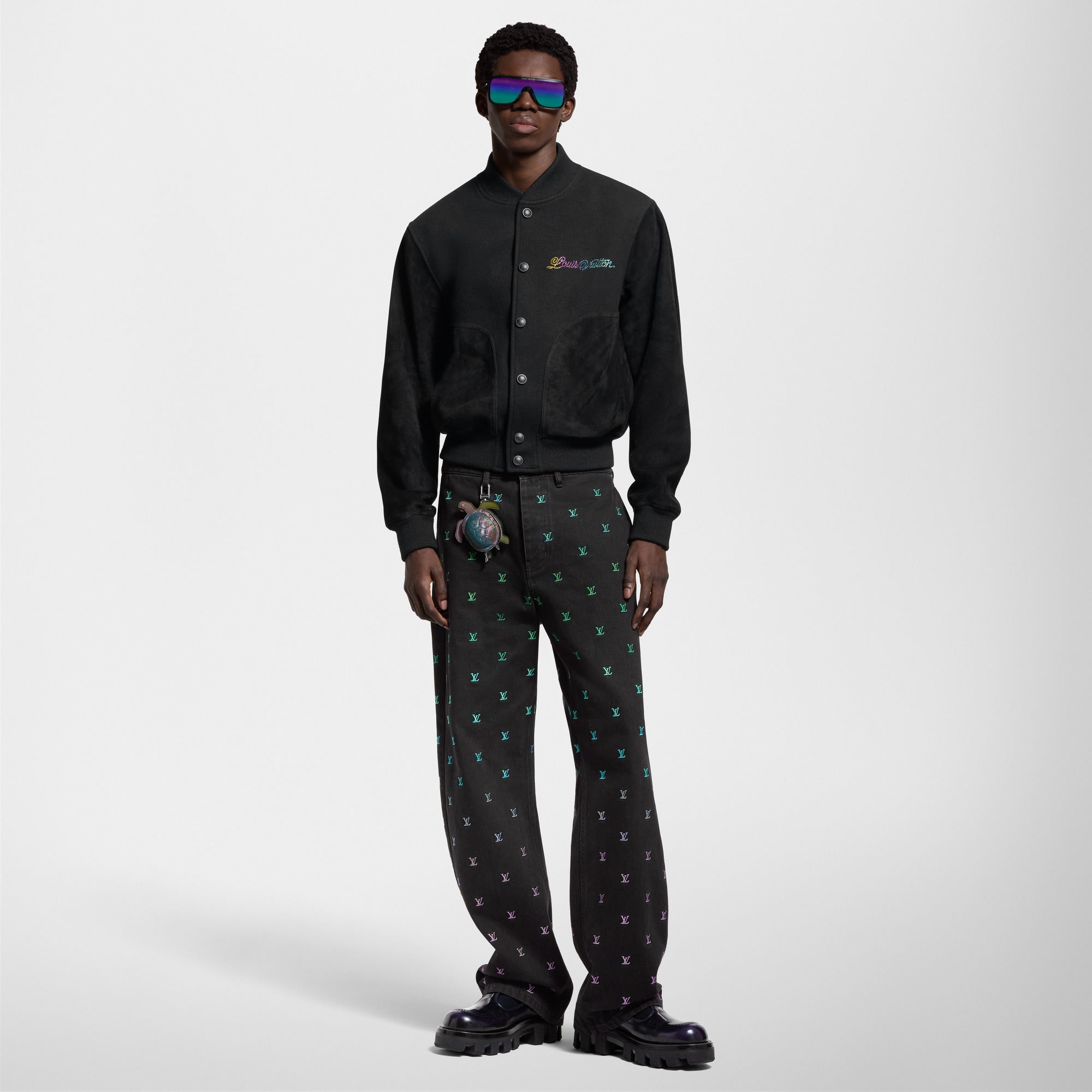 LV Blason Gradient Embroidered Denim Skate Pants  in Men