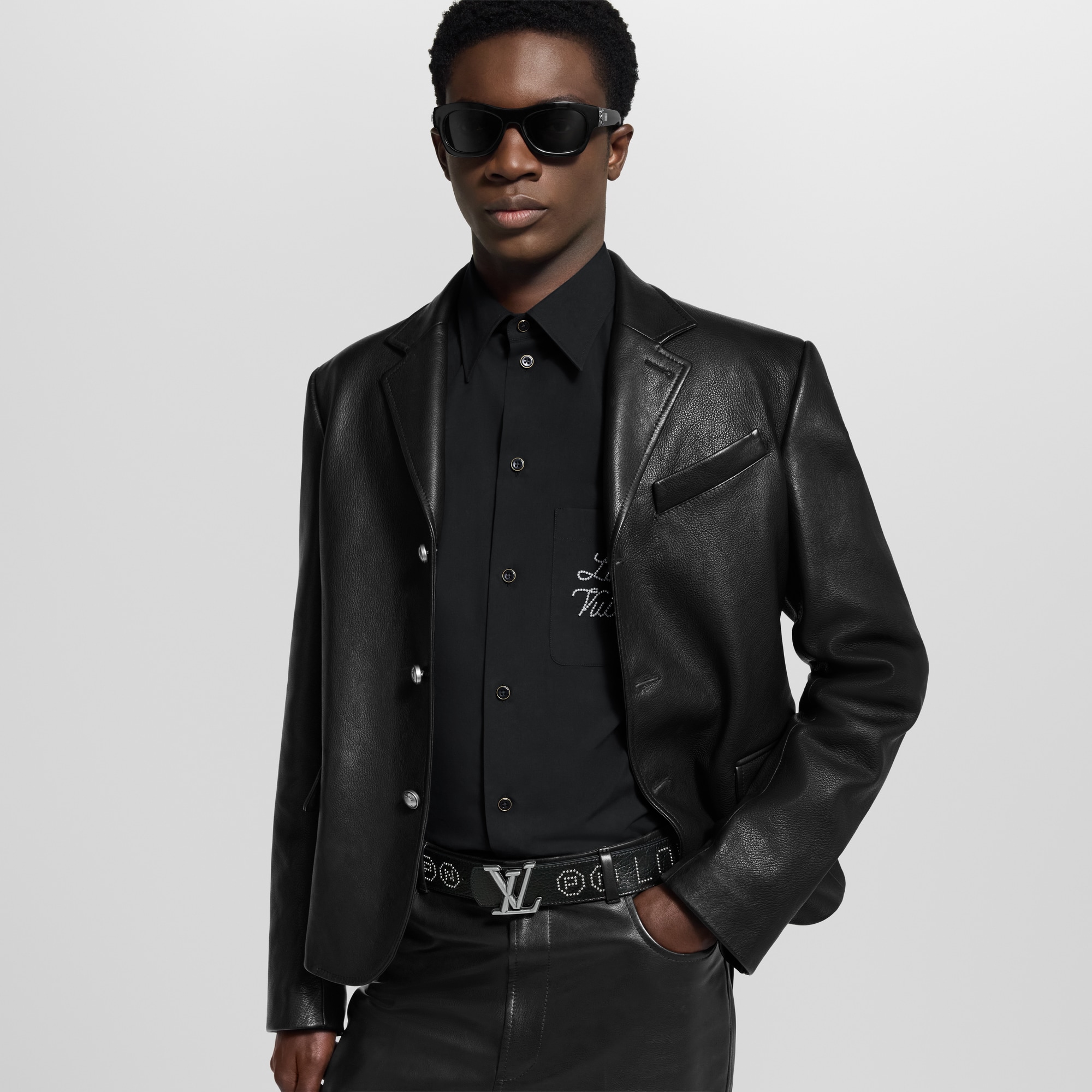 حزام LV Dimension Rockabilly Studs بوجهين، عرض 40 مم  in الرجال