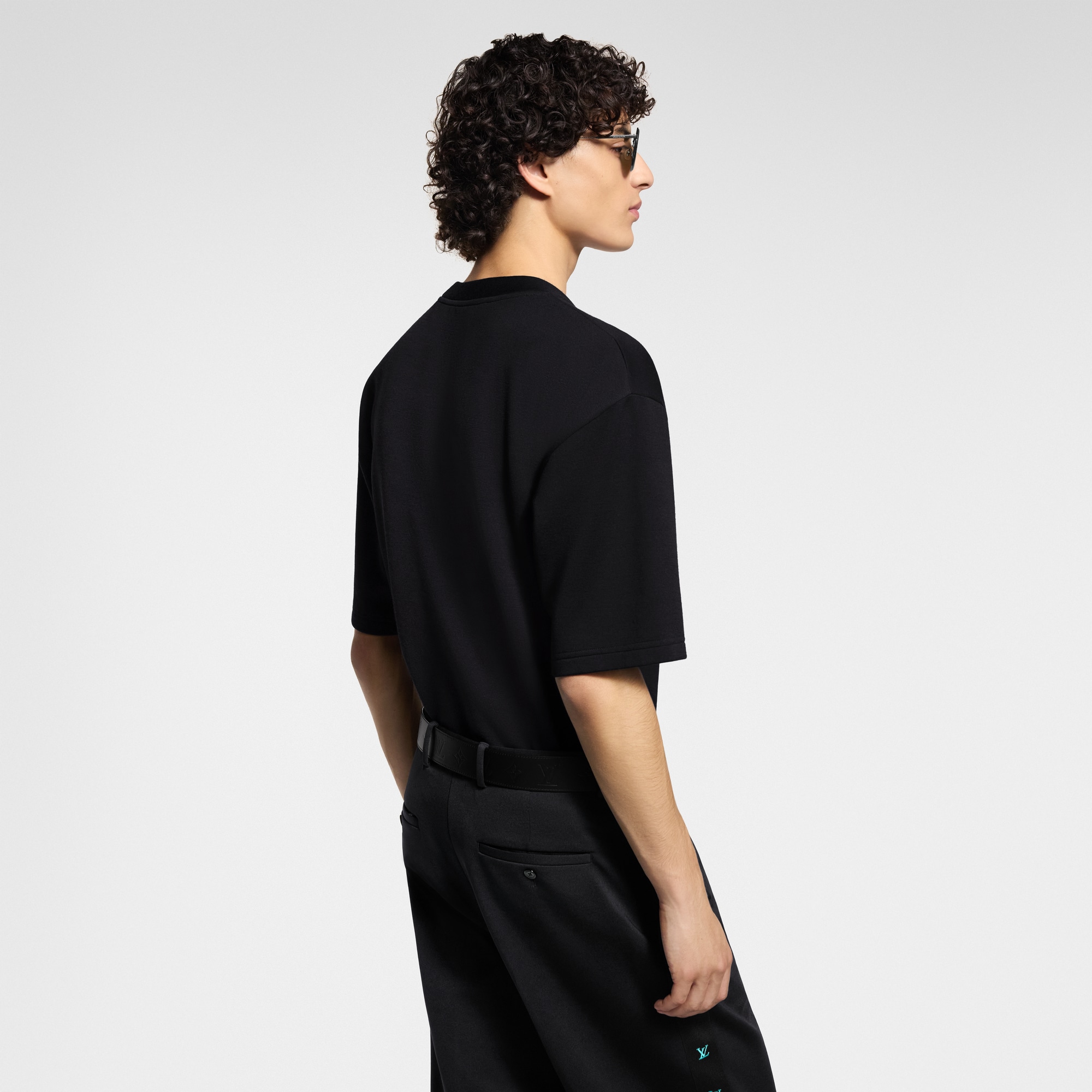 تي شيرت من الجيرسي مزين بأحرف LV  in الرجال