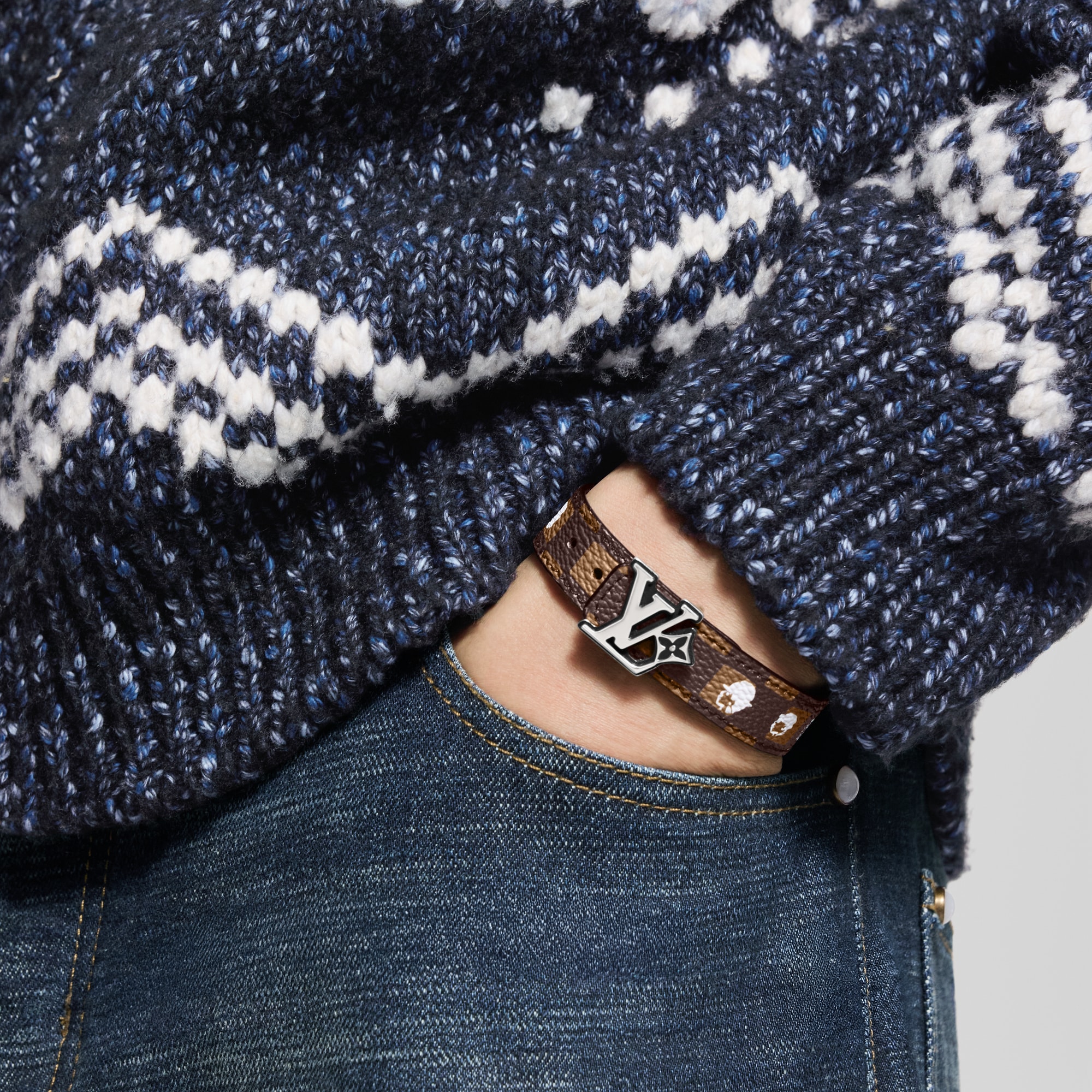 LV Flower Damier Phriendship Reversible Bracelet  in Men