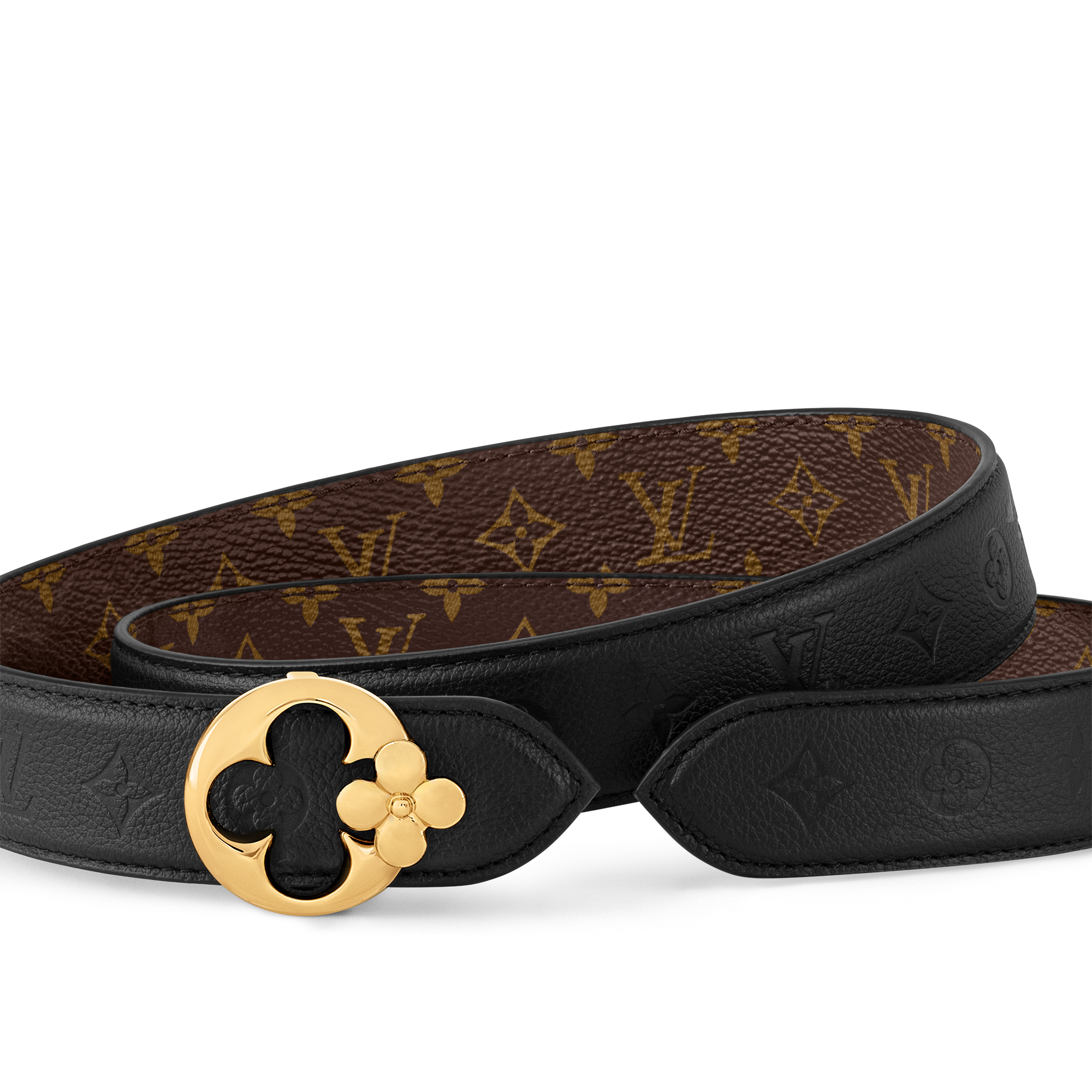 حزام LV Flowergram Round بوجهين، مقاس 30 مم Monogram in النساء