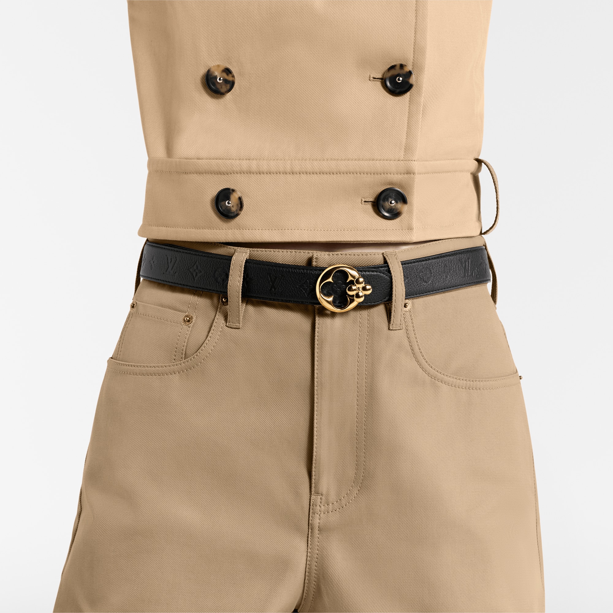 حزام LV Flowergram Round بوجهين، مقاس 30 مم Monogram in النساء