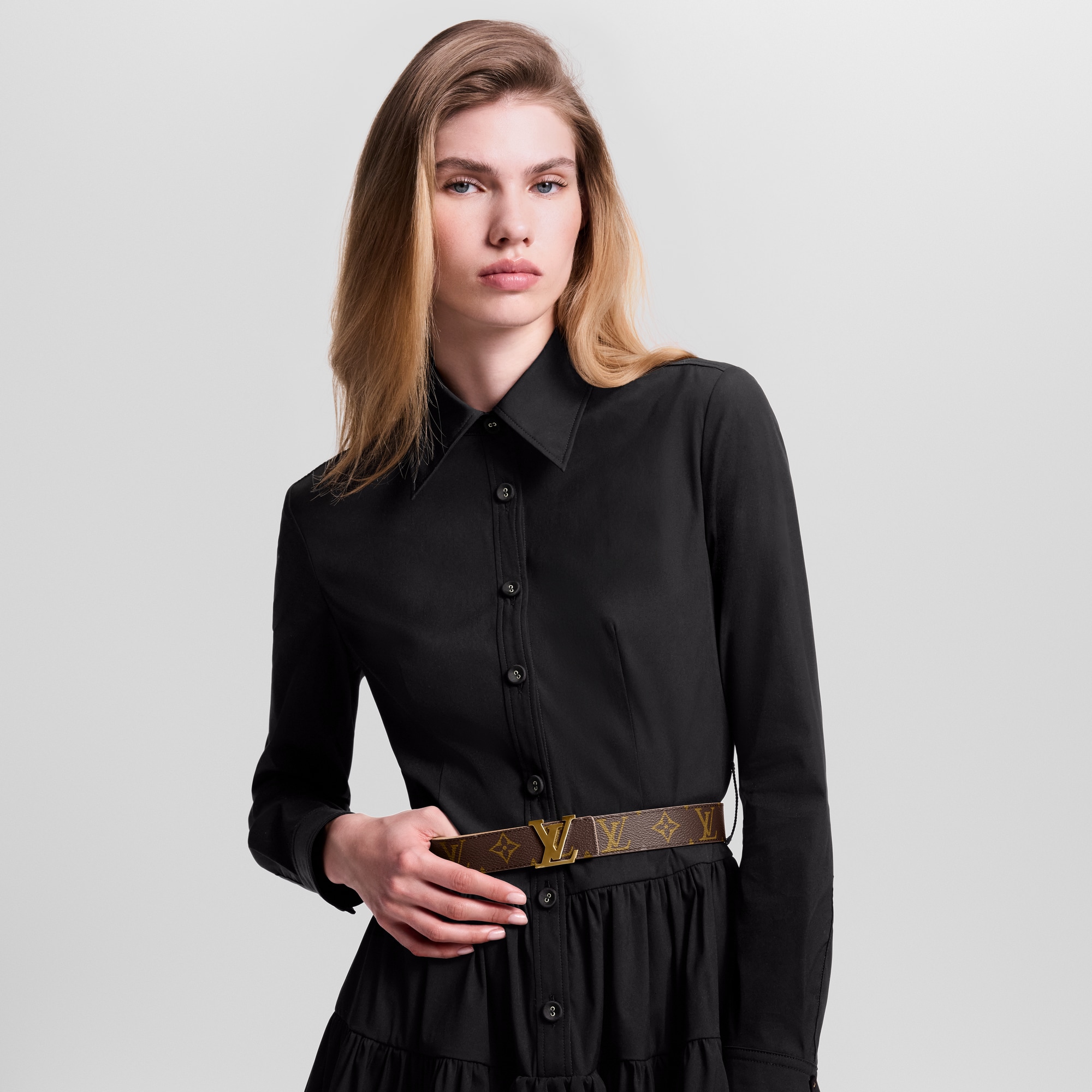 حزام LV Initiales بوجهين، عرض 30 مم Monogram in النساء