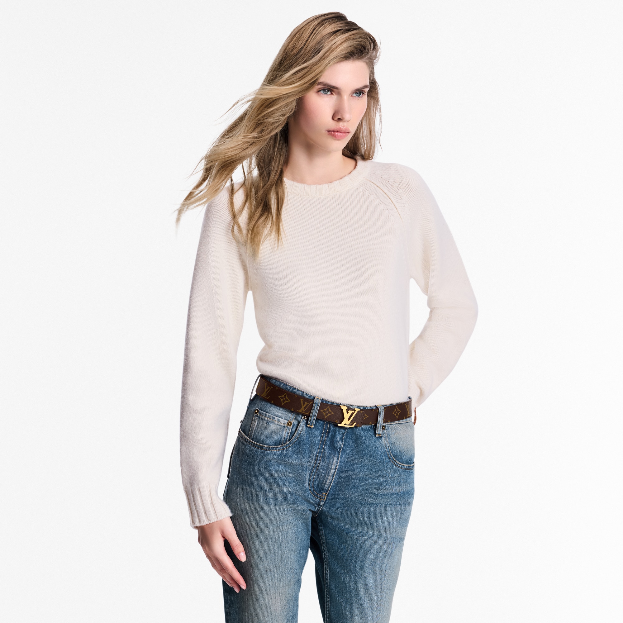 حزام LV Initiales ‏30 مم بوجهين Monogram in النساء