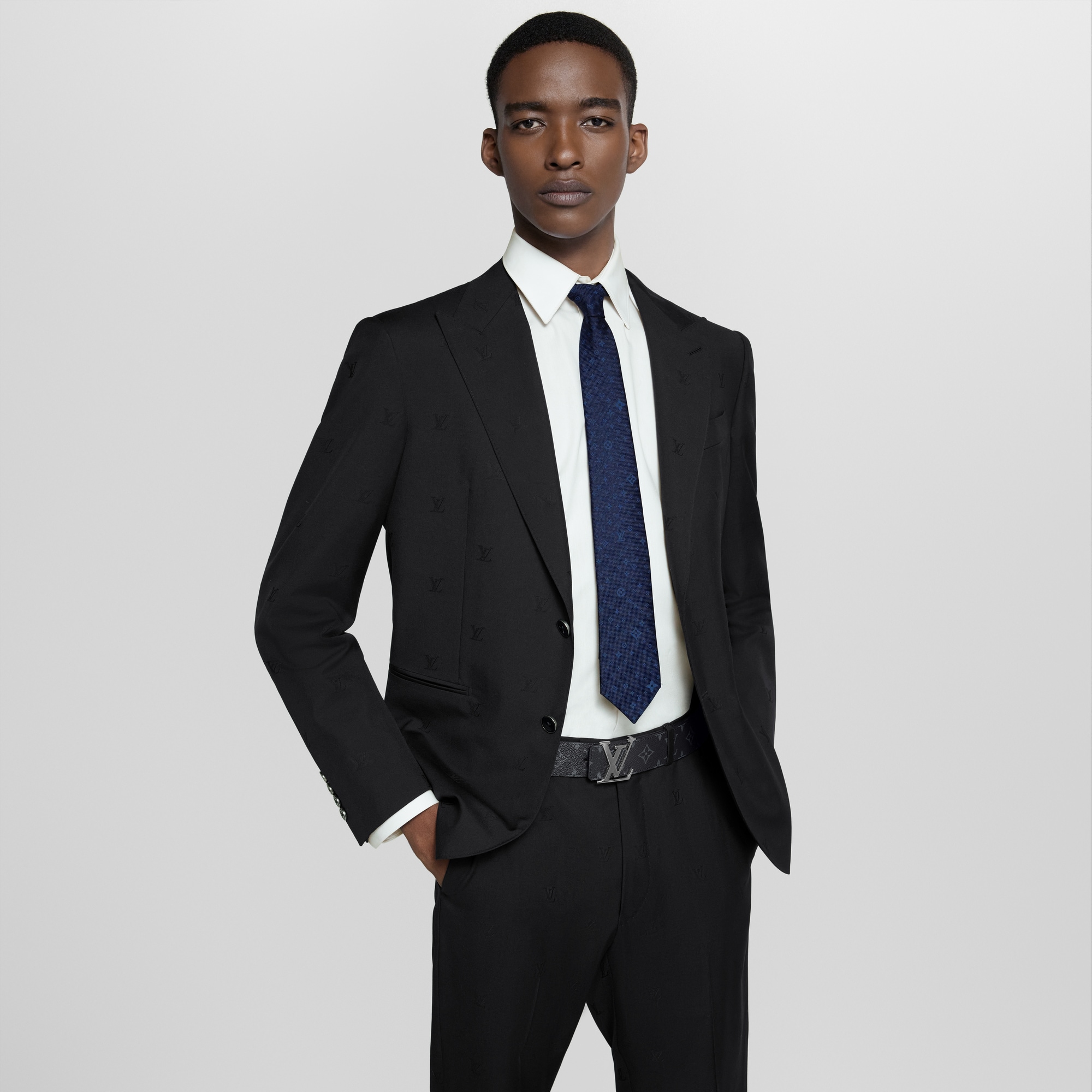 حزام LV Initiales عرض 40 ملي القابل للارتداء على الوجهين Monogram Eclipse in الرجال