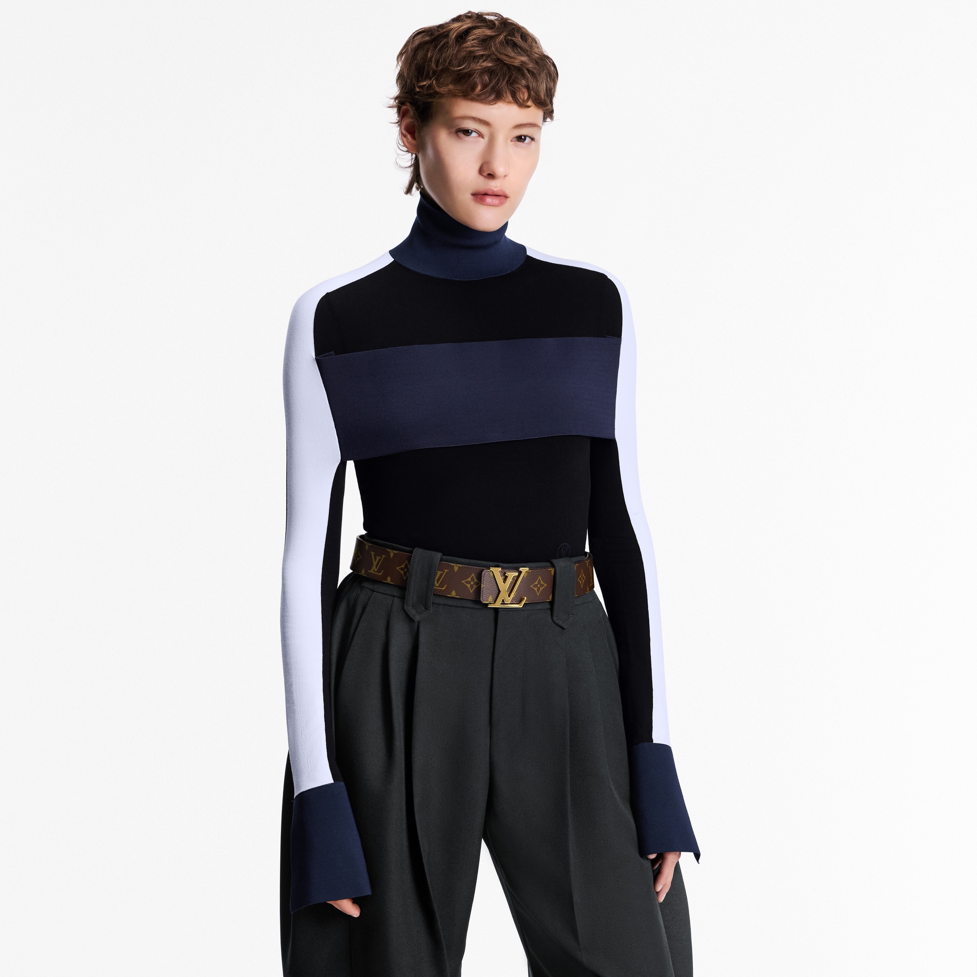 حزام LV Initiales ‏44 مم بوجهين Monogram in النساء