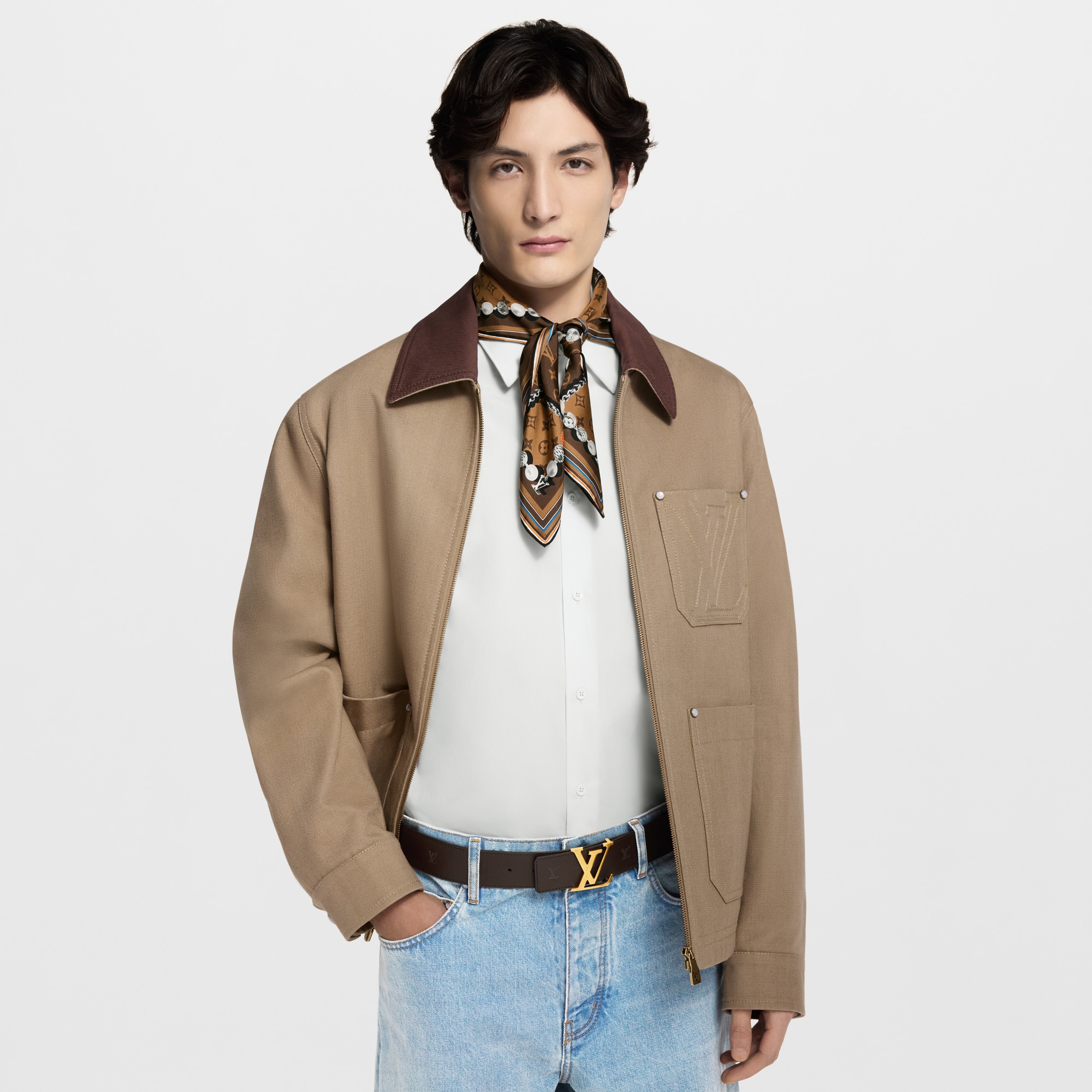 حزام LV Initiales Blason بوجهين، عرض 40 مم  in الرجال